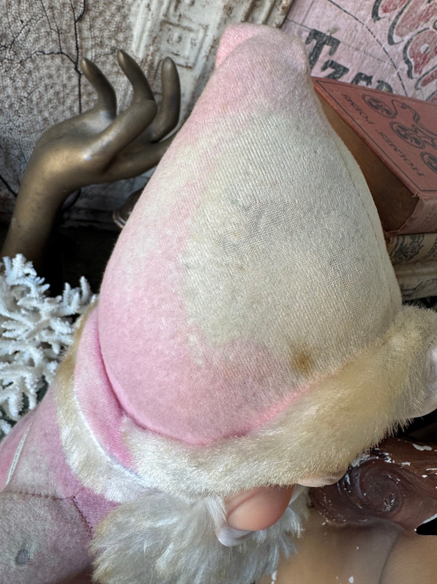 Vintage pink Rushton Santa rubber face Christmas doll