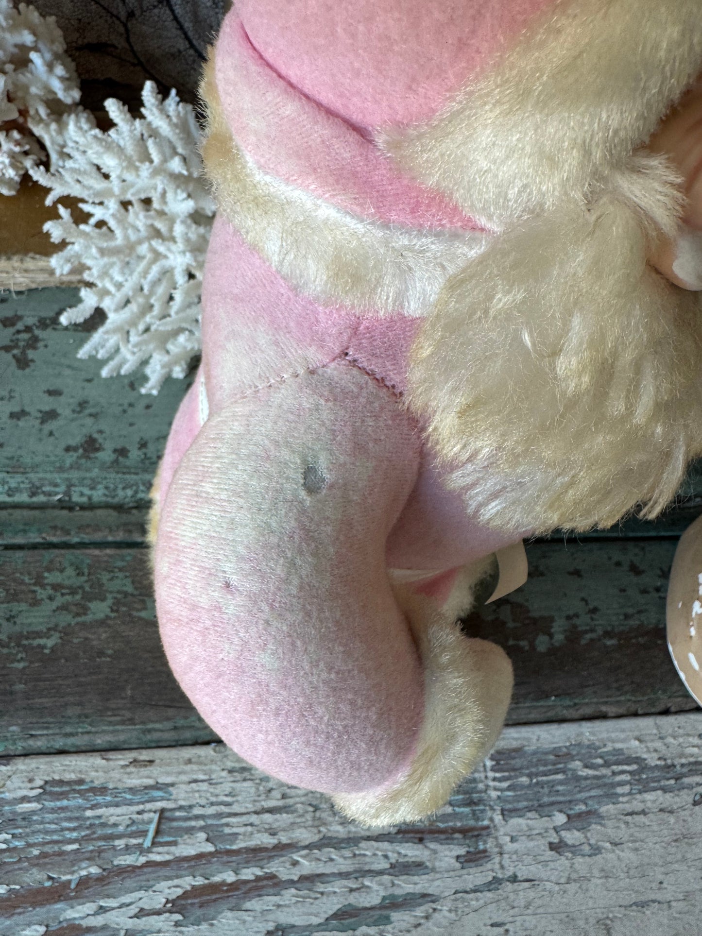 Vintage pink Rushton Santa rubber face Christmas doll