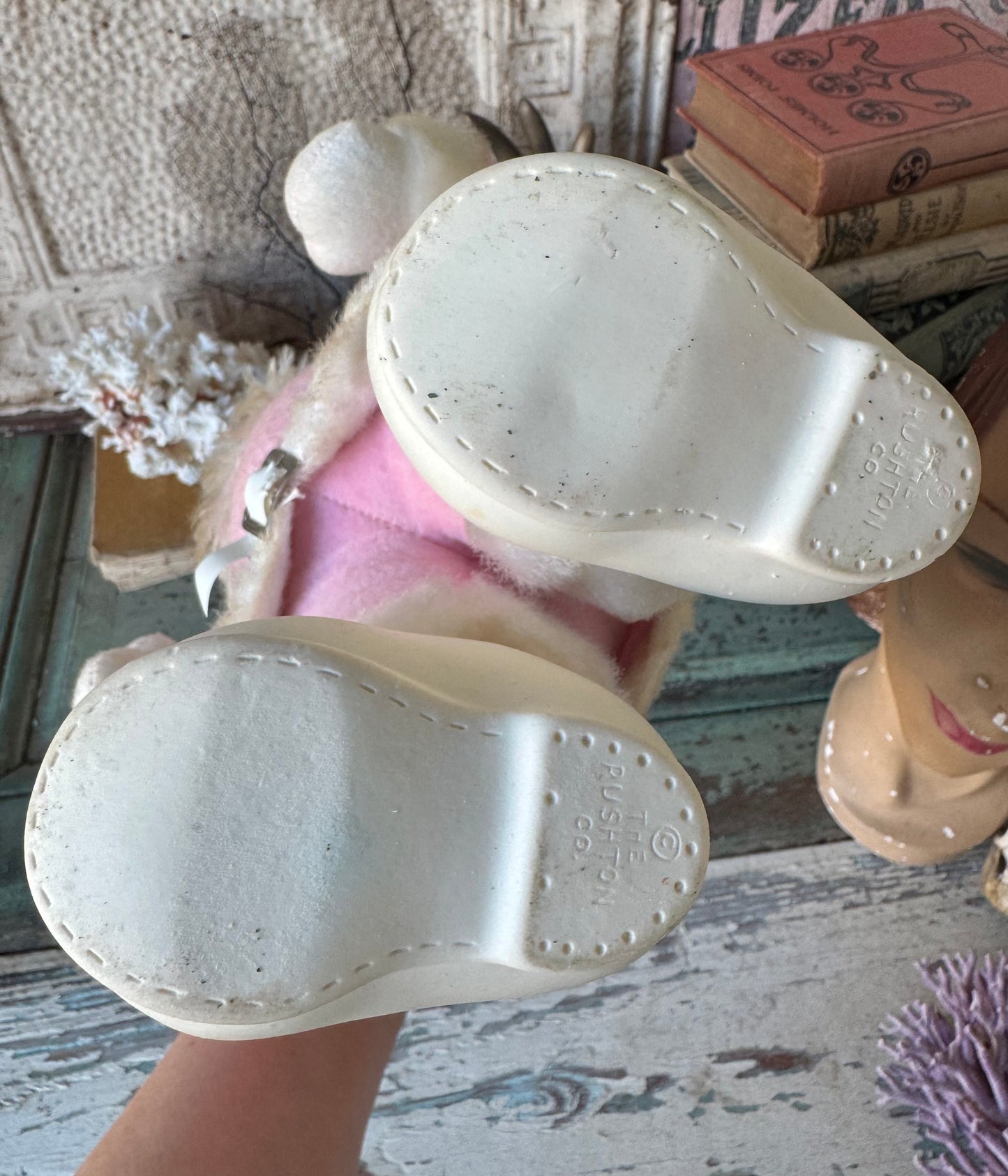 Vintage pink Rushton Santa rubber face Christmas doll