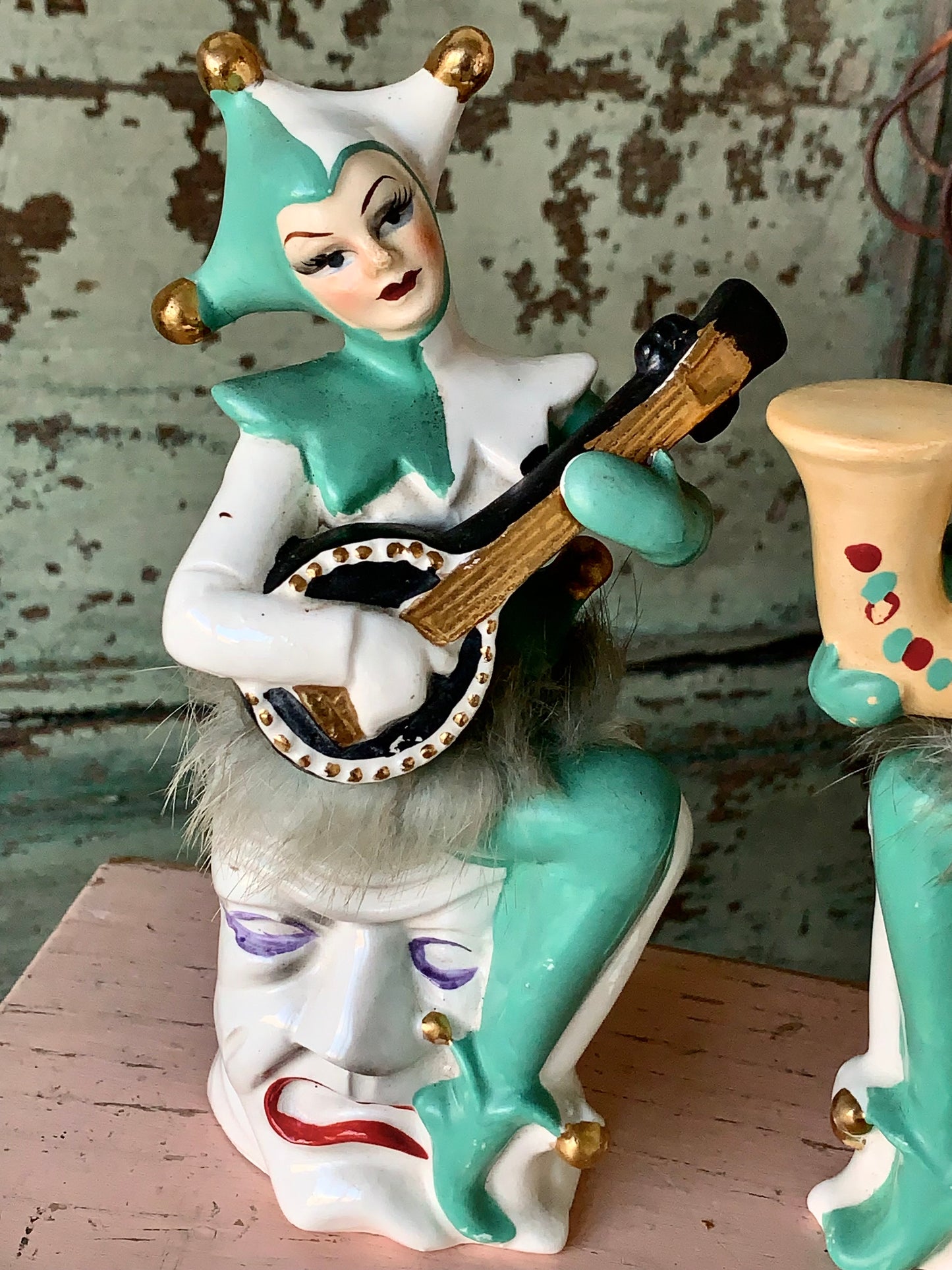 Vintage pair harlequin figurines