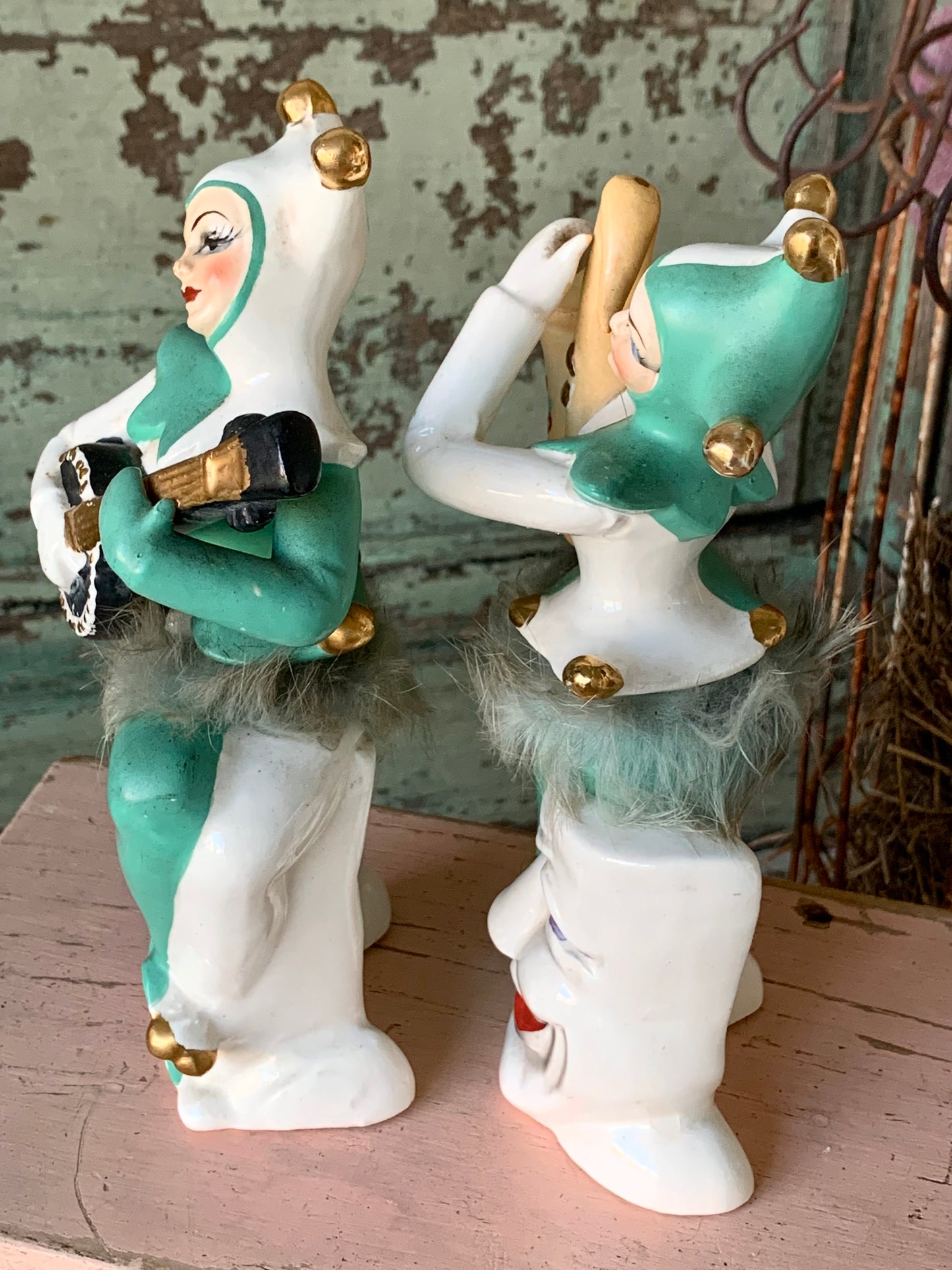 Vintage pair harlequin figurines