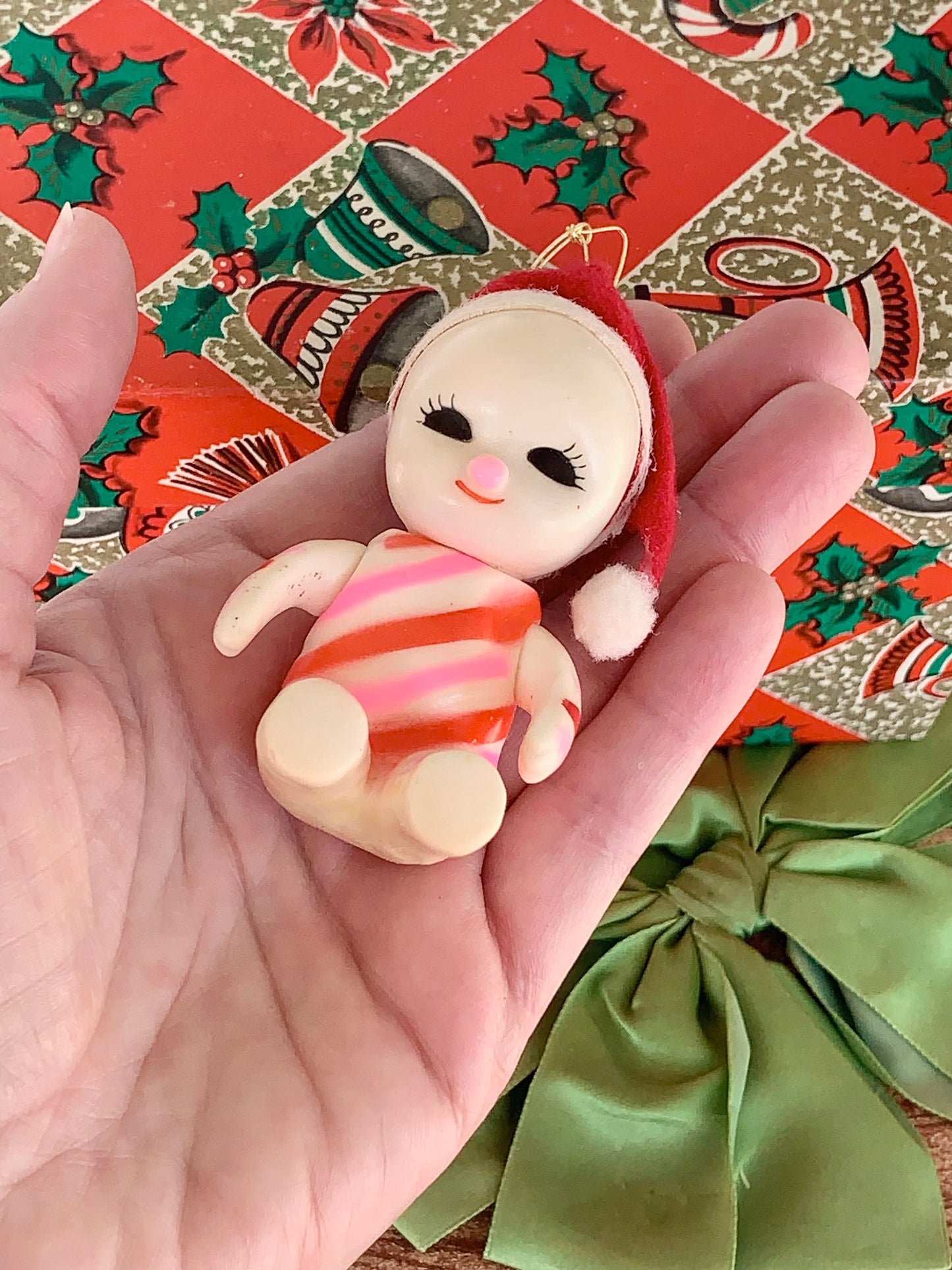 Vintage snow baby ornament retro Japan pixie