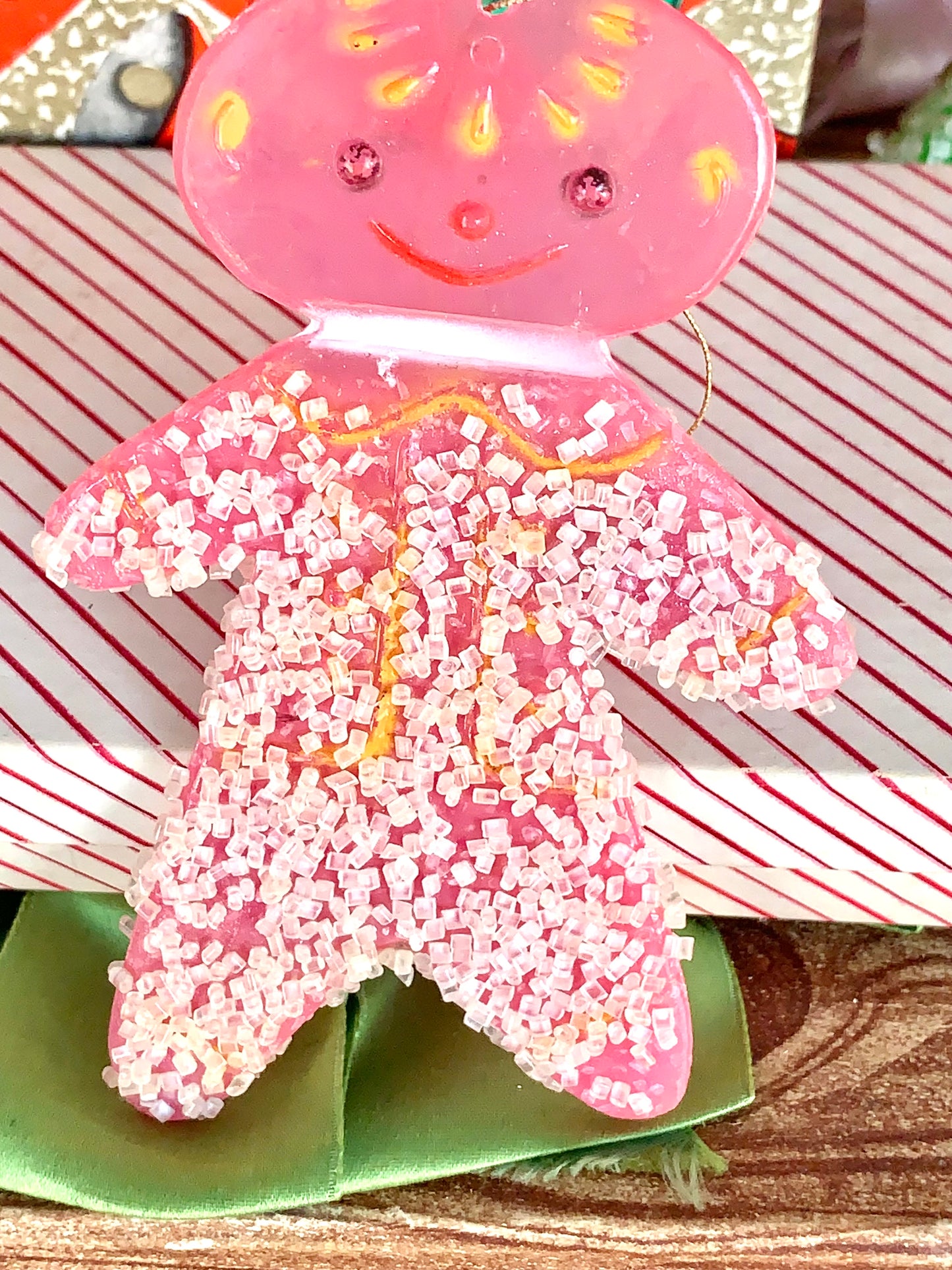 Vintage frosted sugar gingerbread man ornament