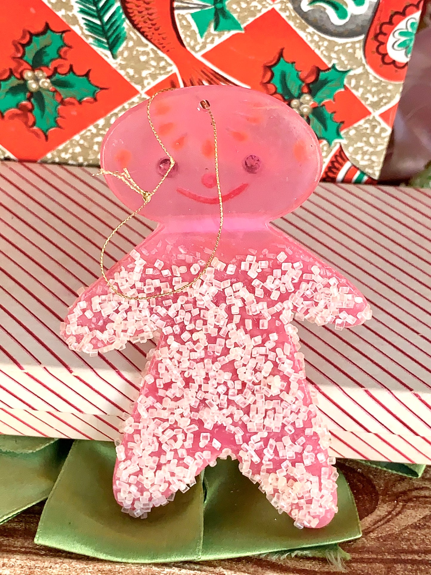 Vintage frosted sugar gingerbread man ornament