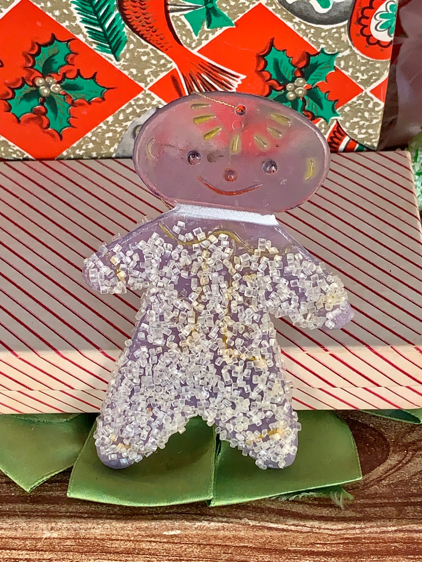 Vintage frosted sugar gingerbread man ornament
