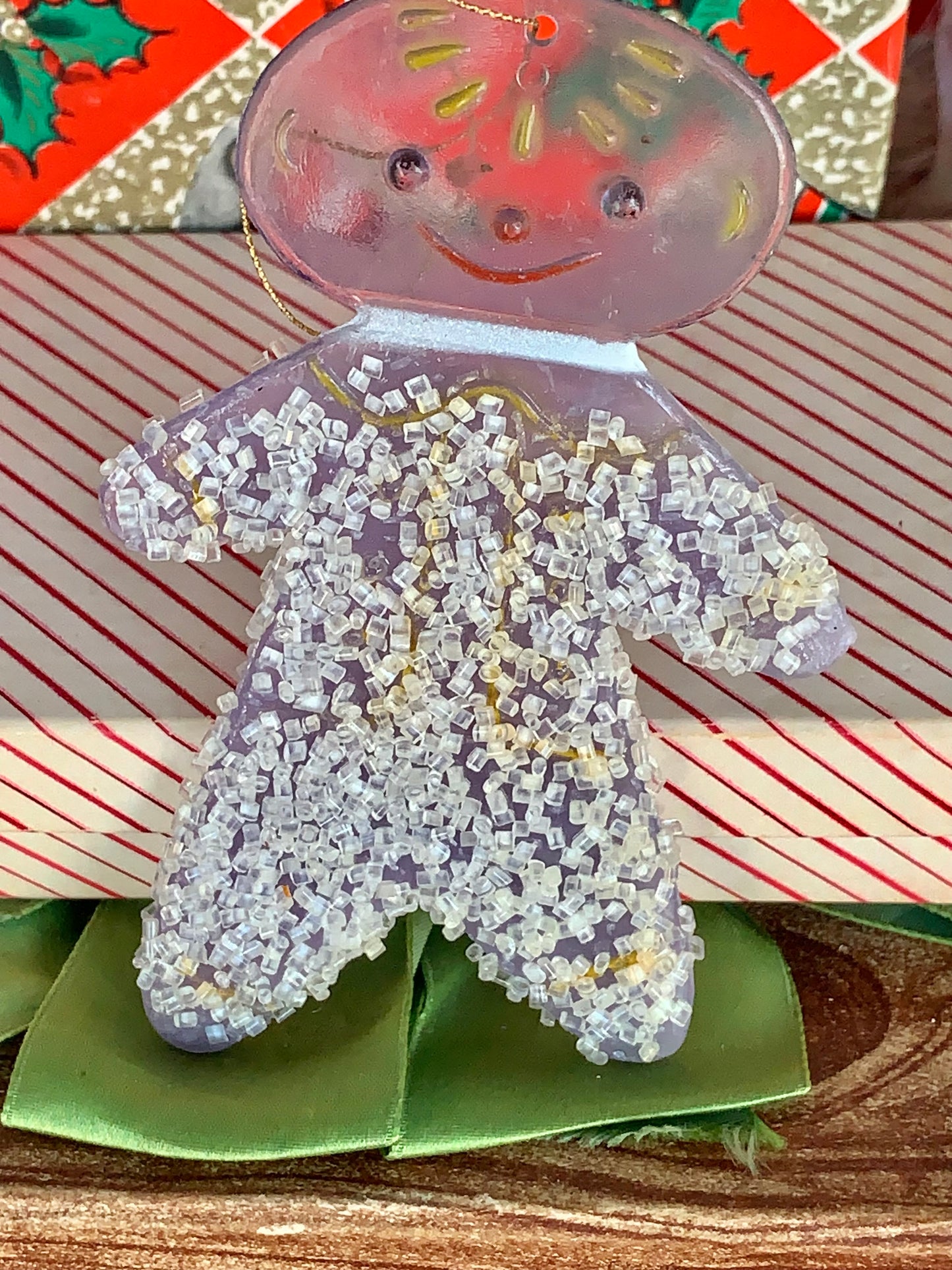 Vintage frosted sugar gingerbread man ornament