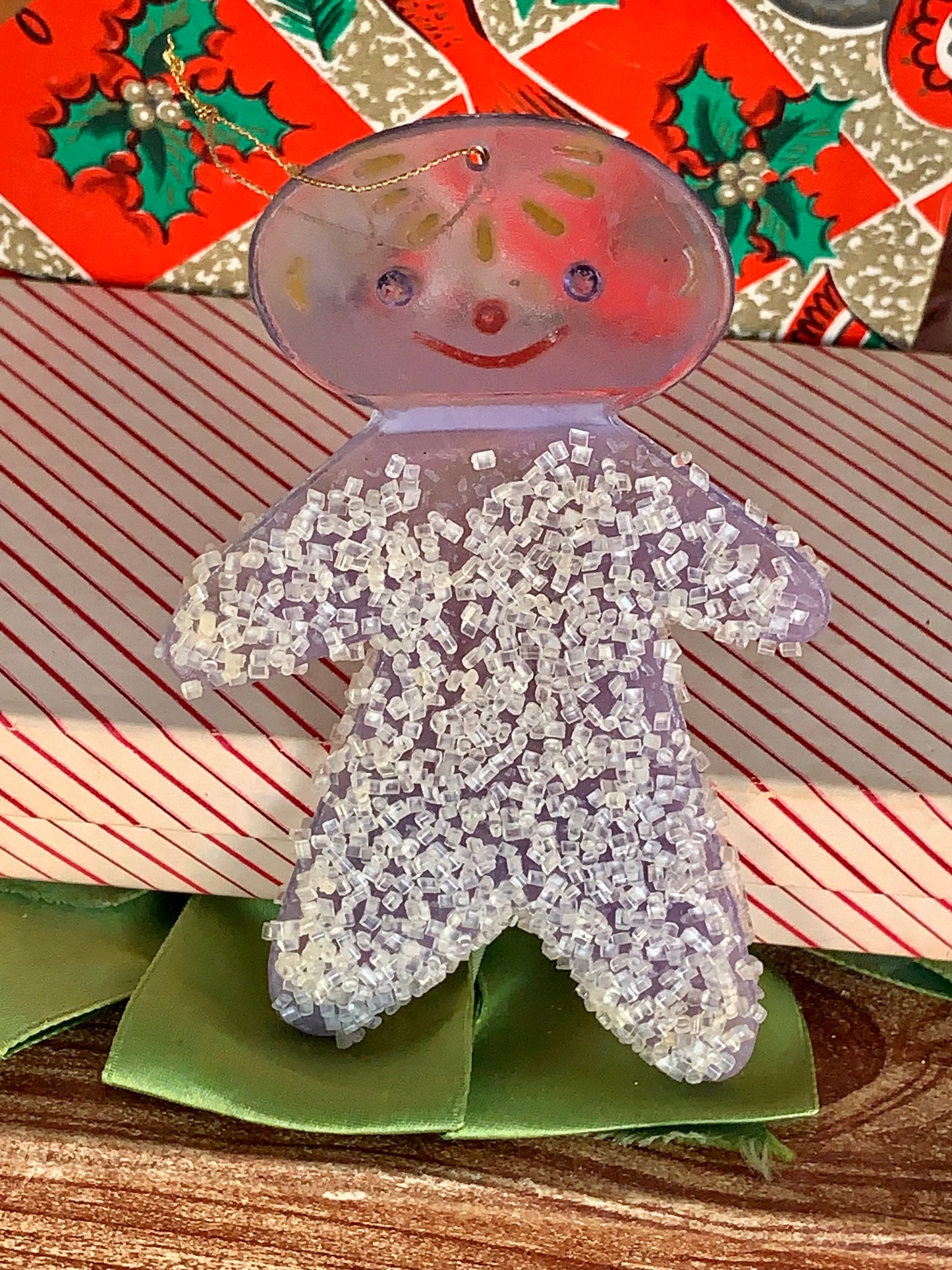 Vintage frosted sugar gingerbread man ornament