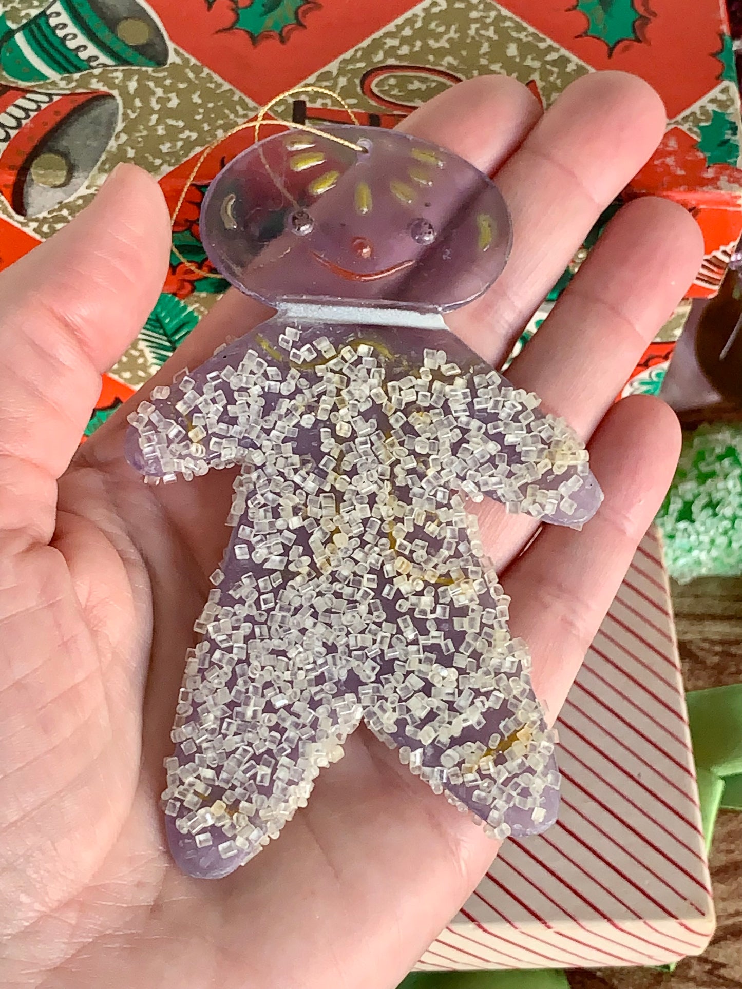 Vintage frosted sugar gingerbread man ornament