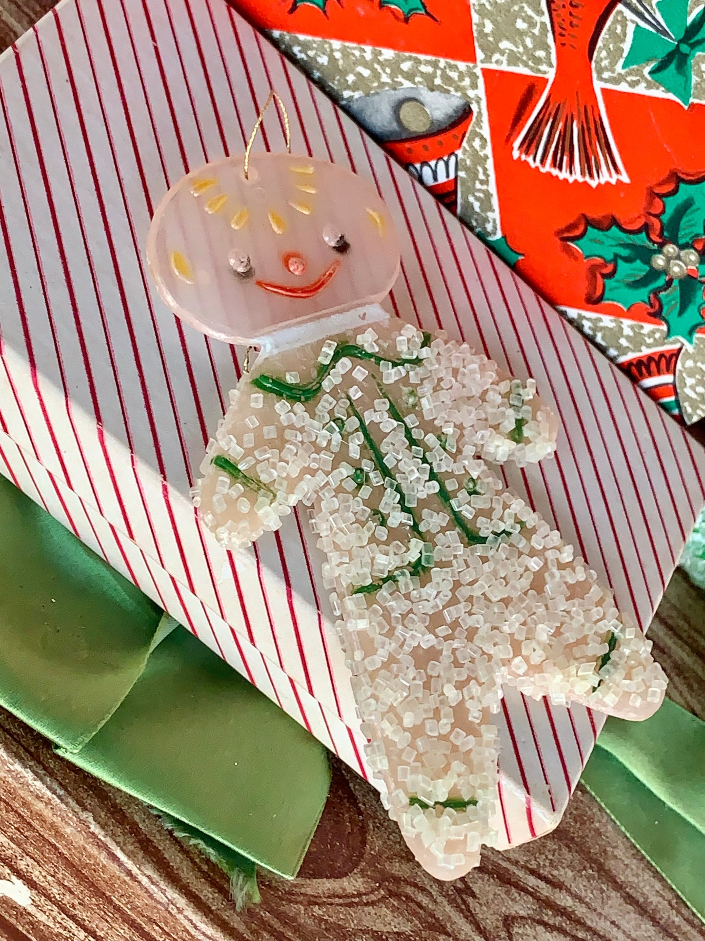 Vintage frosted sugar gingerbread man ornament