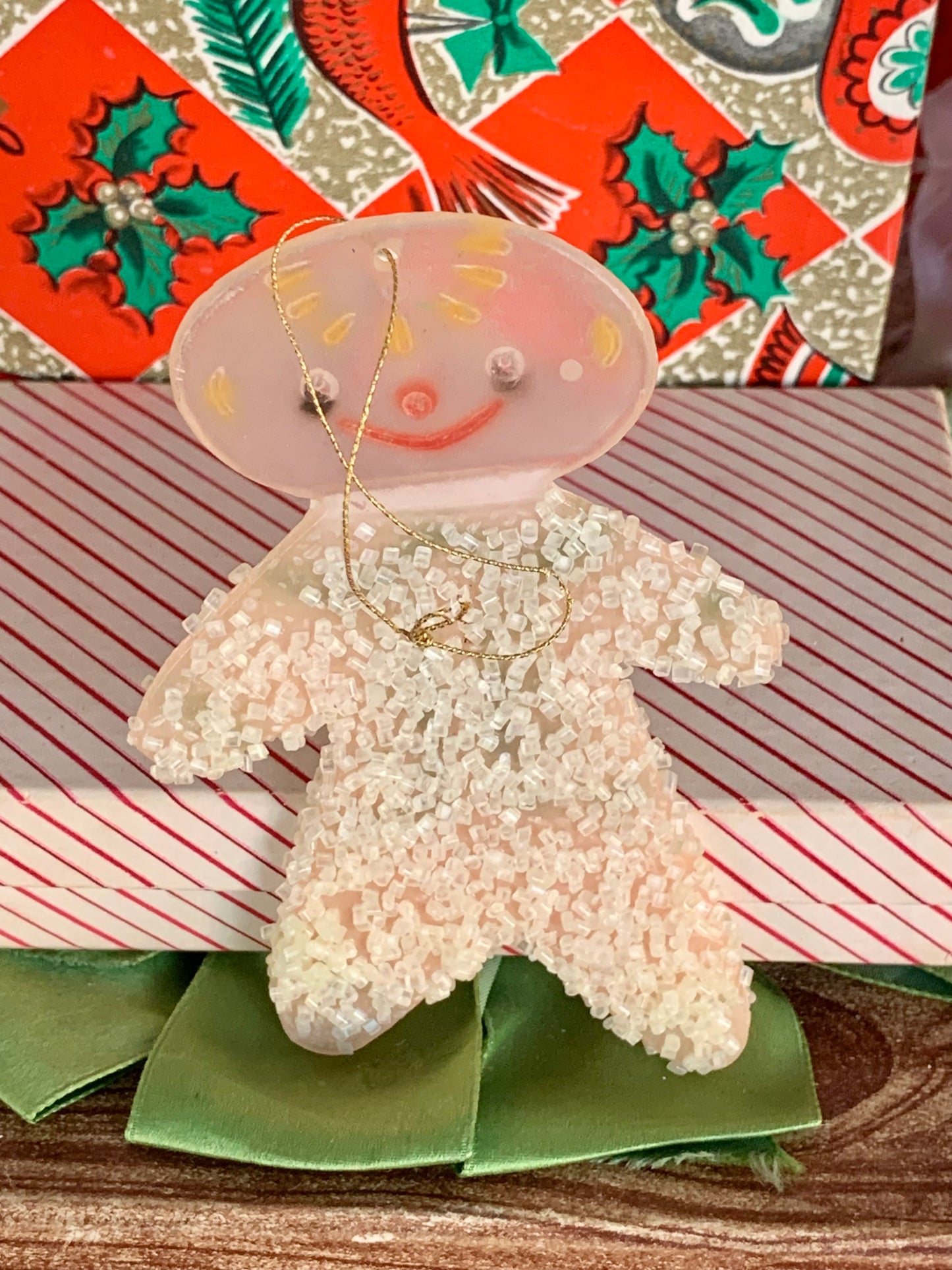 Vintage frosted sugar gingerbread man ornament