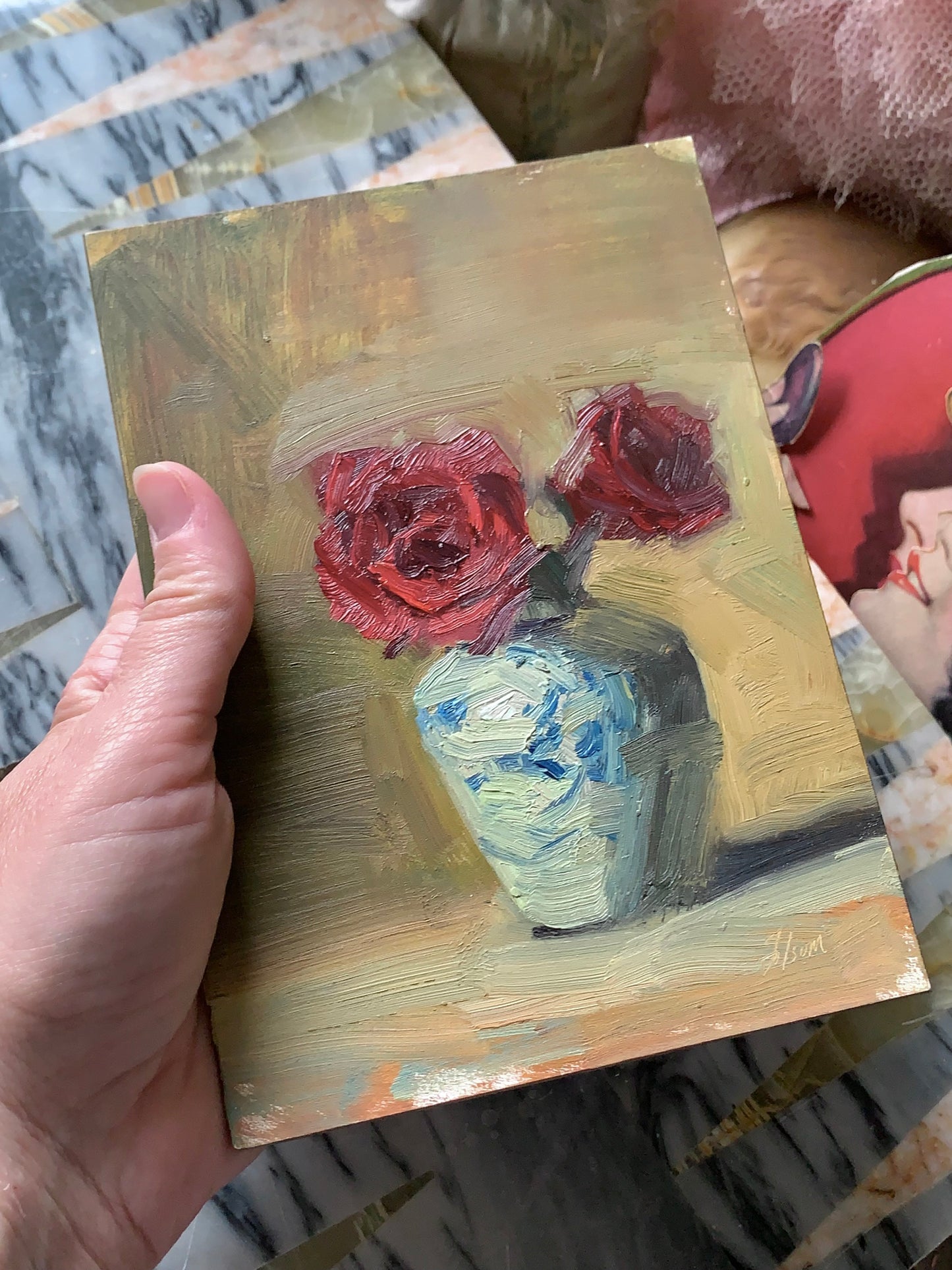 Original signed Kelli Folsom miniature painting