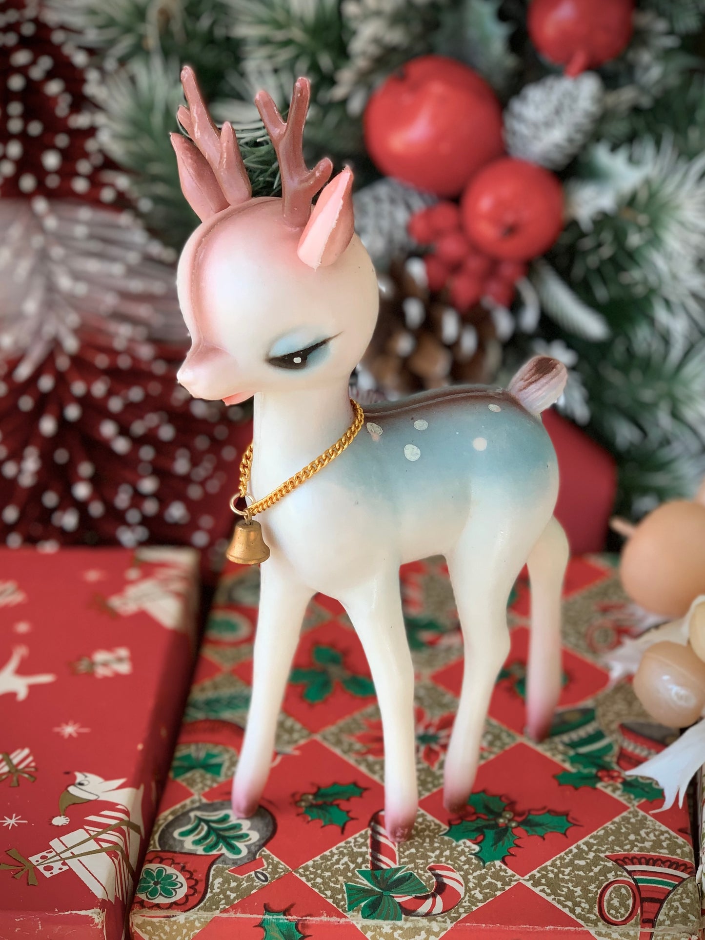 Vintage blue Christmas reindeer