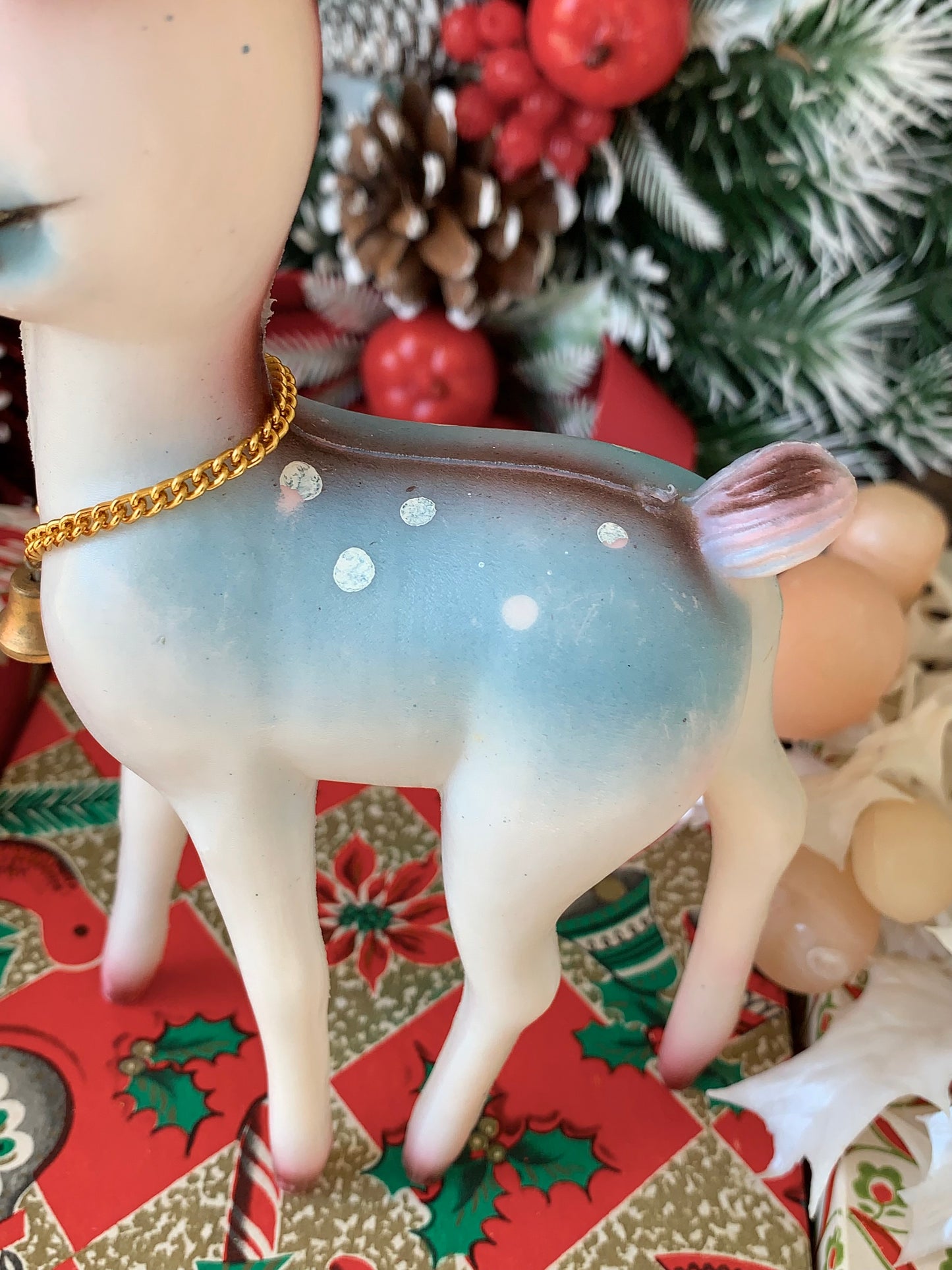 Vintage blue Christmas reindeer