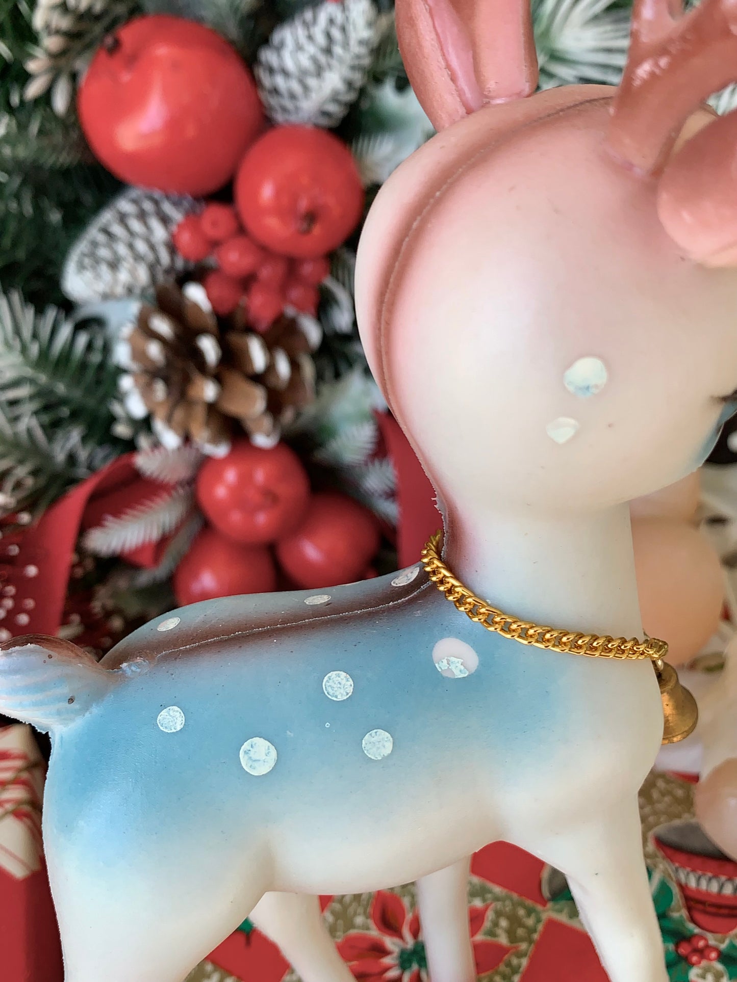 Vintage blue Christmas reindeer