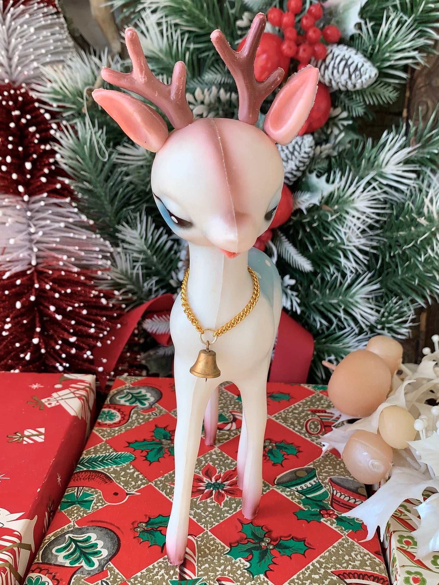 Vintage blue Christmas reindeer