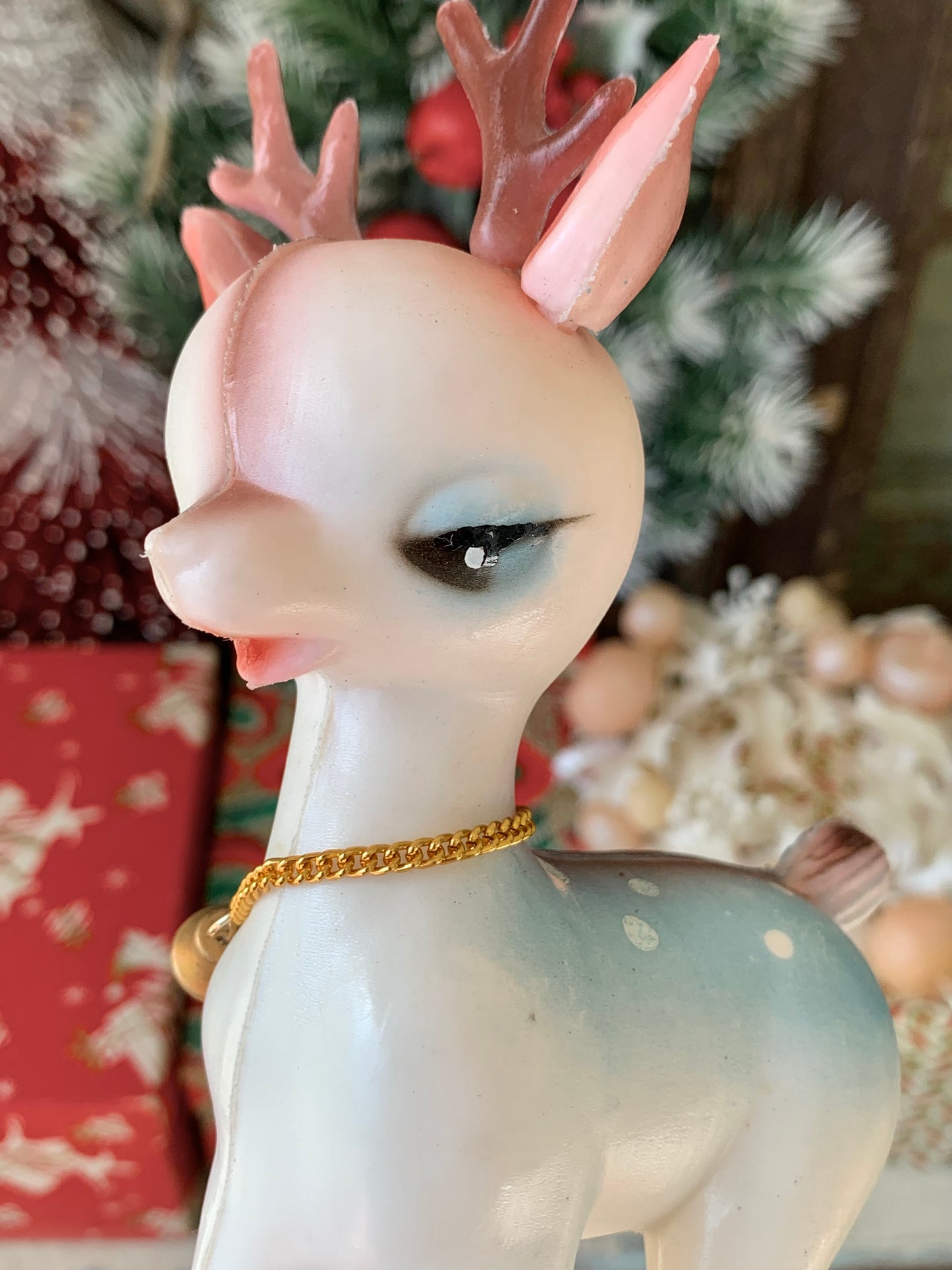 Vintage blue Christmas reindeer