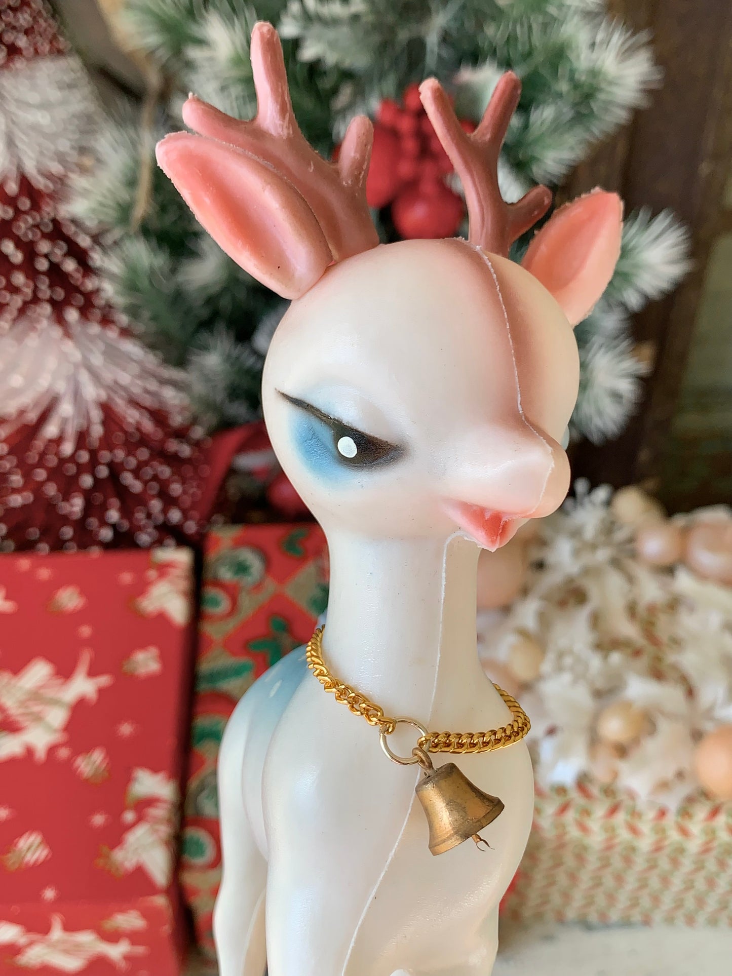 Vintage blue Christmas reindeer