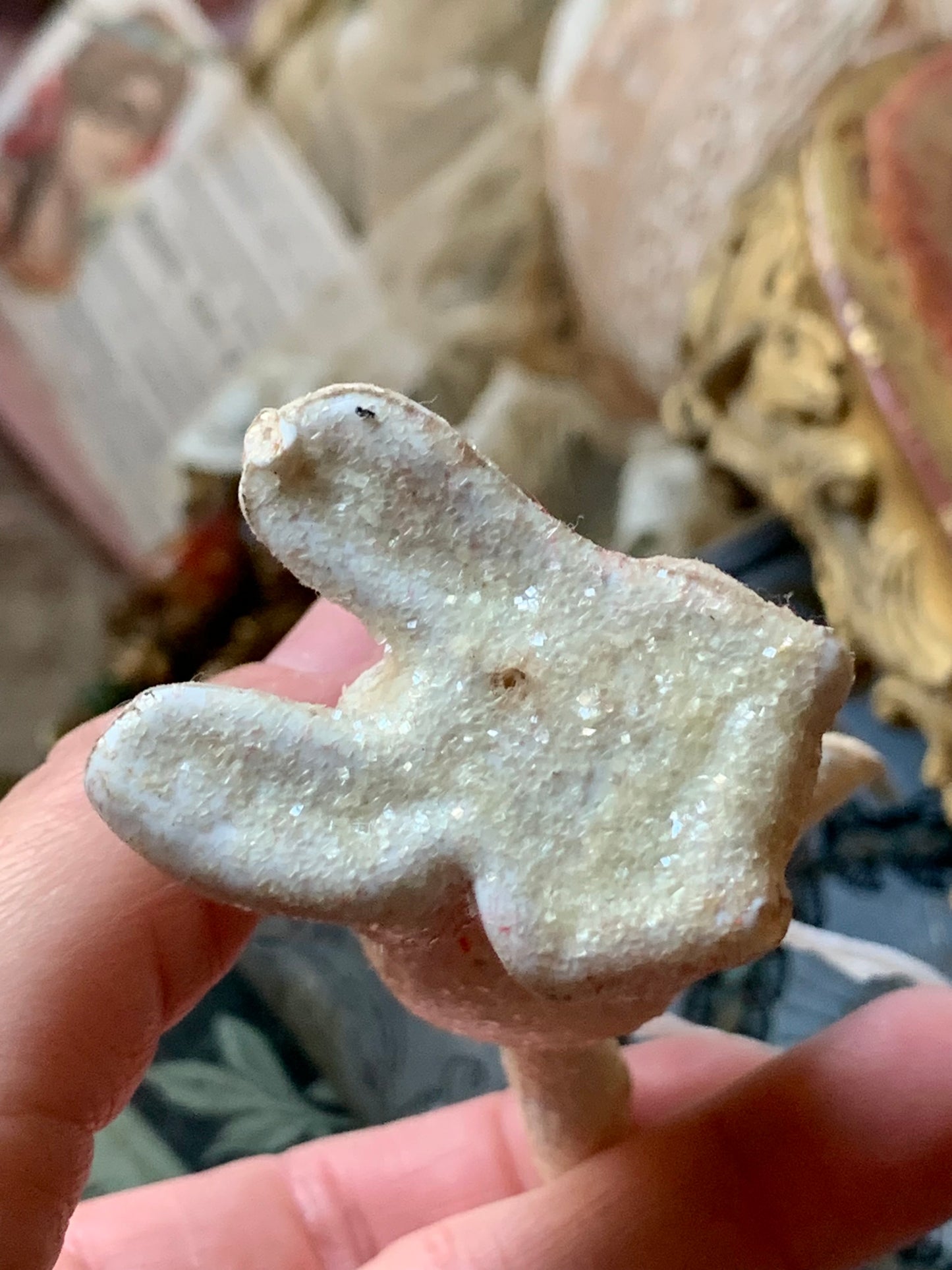 Vintage sparkly Christmas reindeer ornament