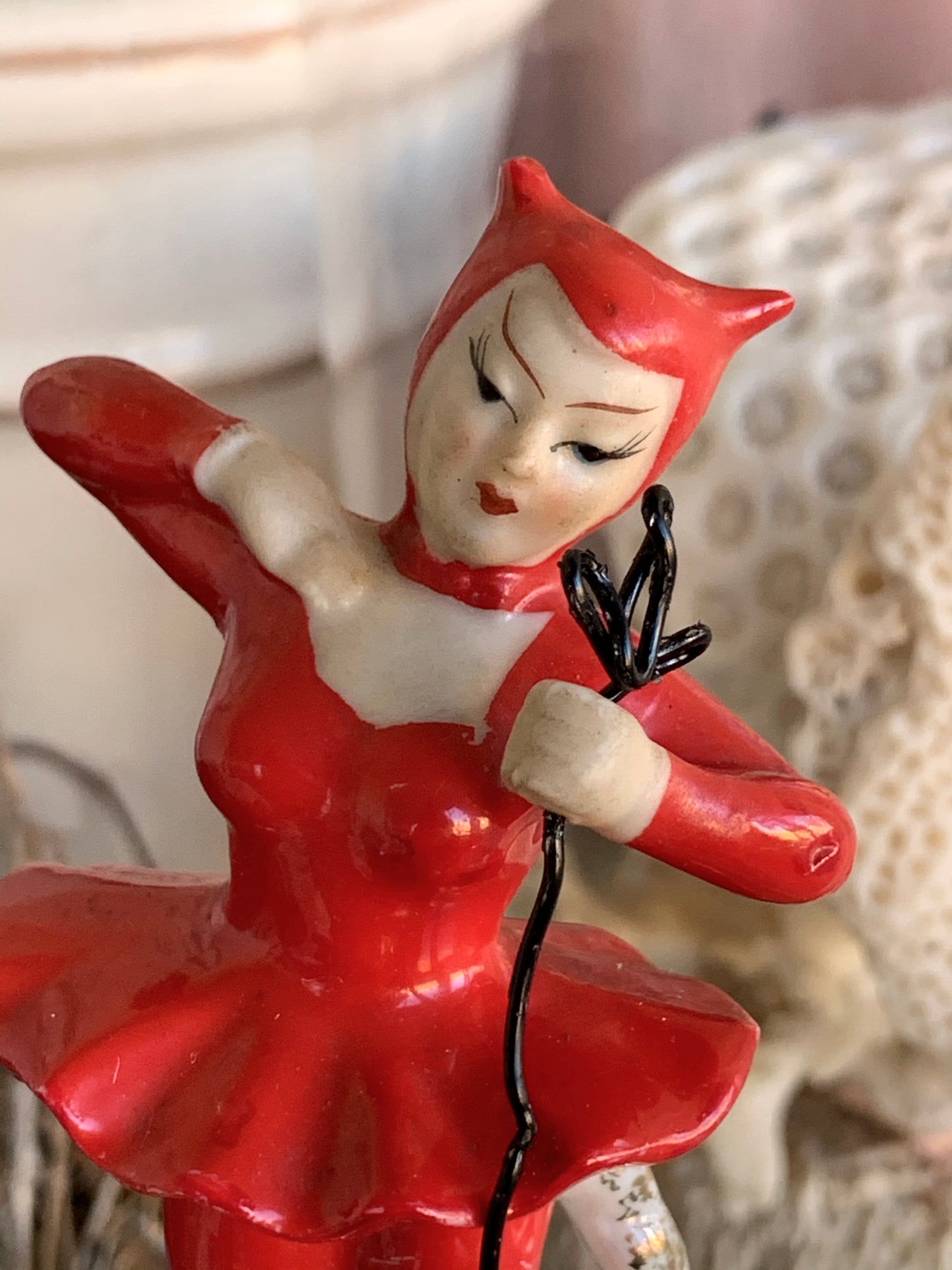 Vintage mini devil ballerina figurine