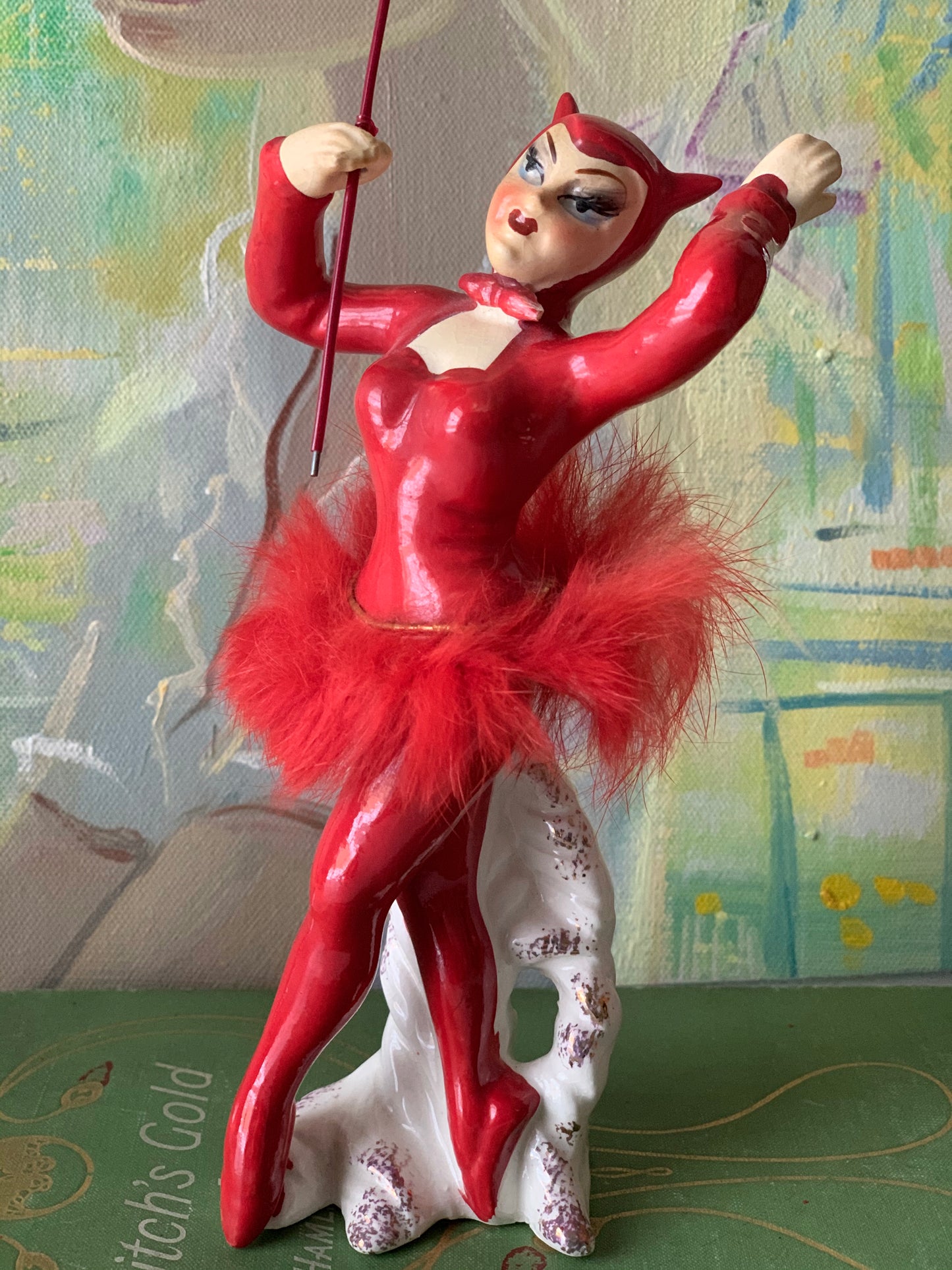 Vintage red devil girl ballerina