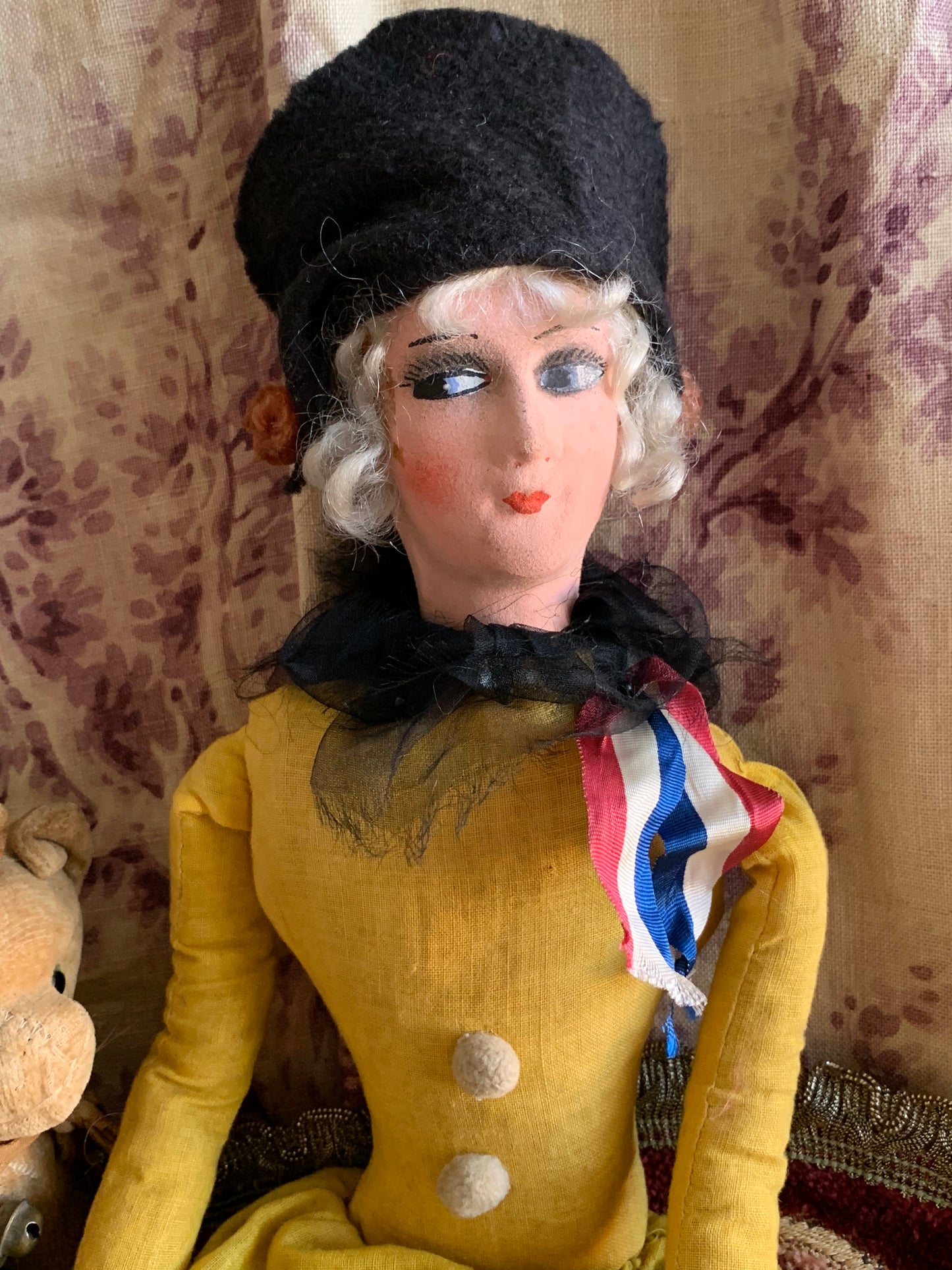 Vintage small pierrot boudoir doll