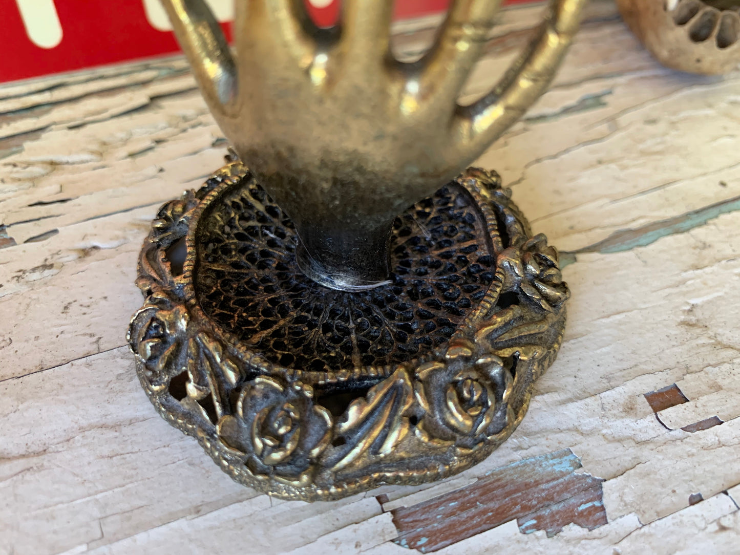 Vintage mini creepy claw hand ring holder
