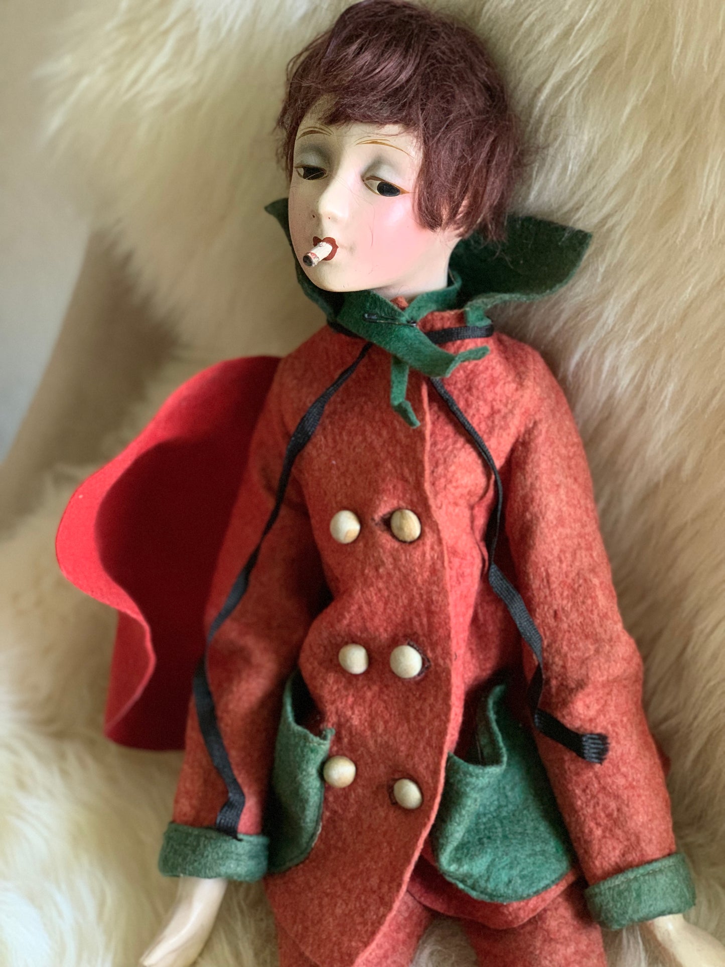 Vintage Cubeb smoker boudoir doll