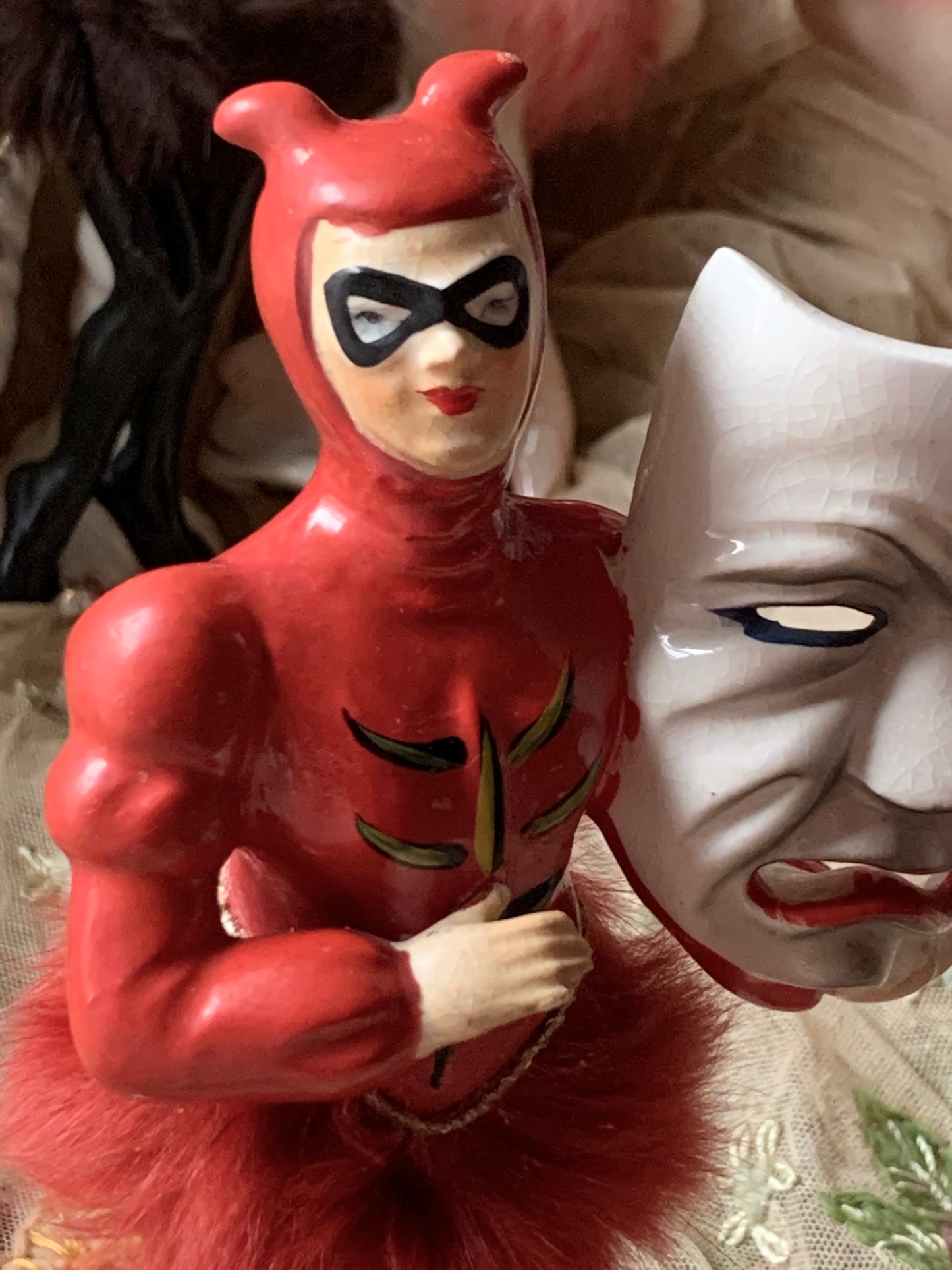 Vintage devil ballerina boy with mask