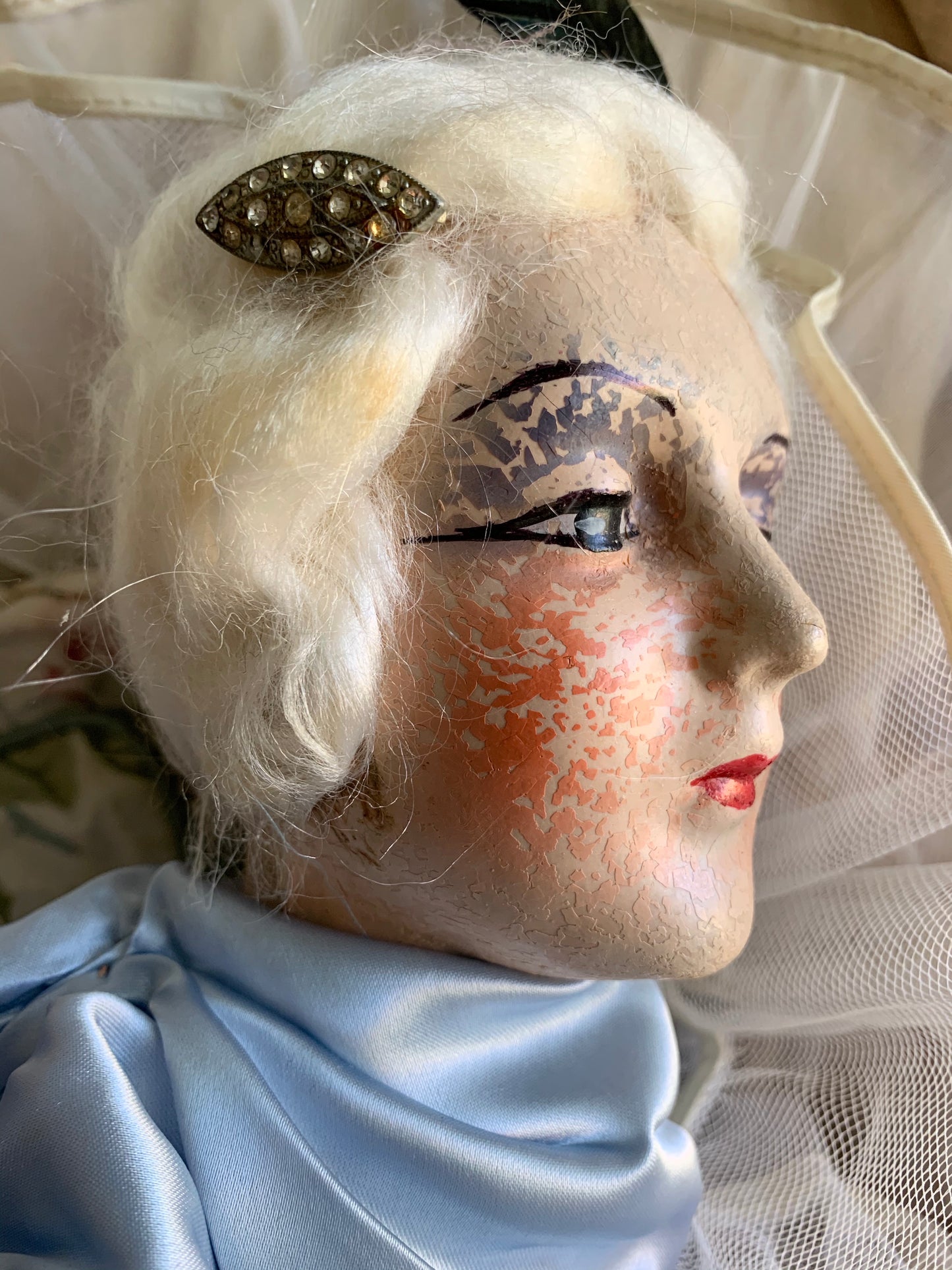 Vintage flapper boudoir doll antique bed doll