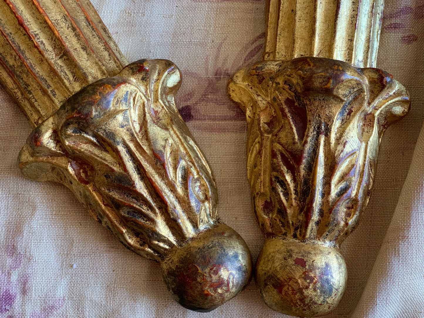 Vintage pair gold Italian sconces