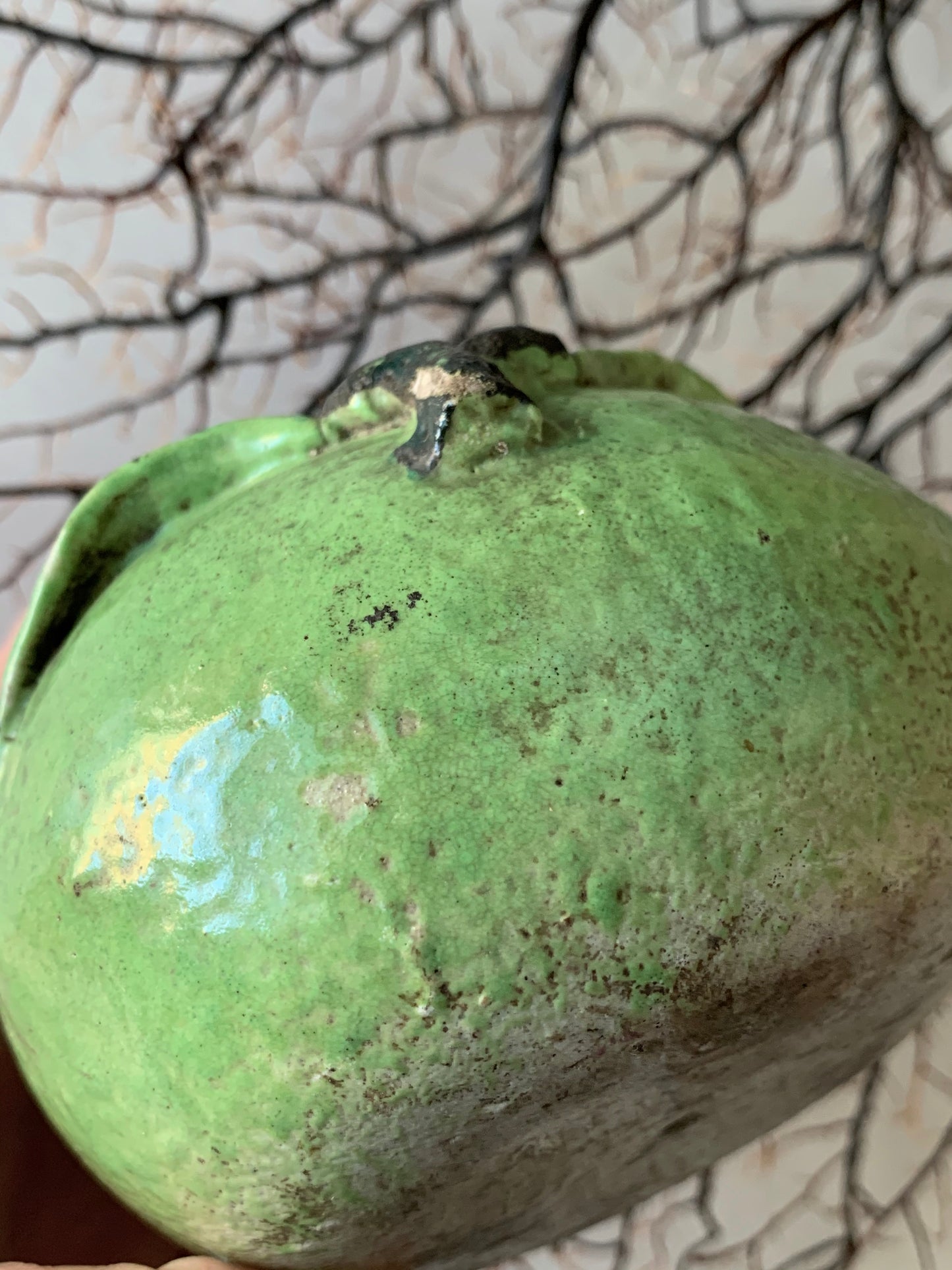 Vintage pottery altar fruit mango