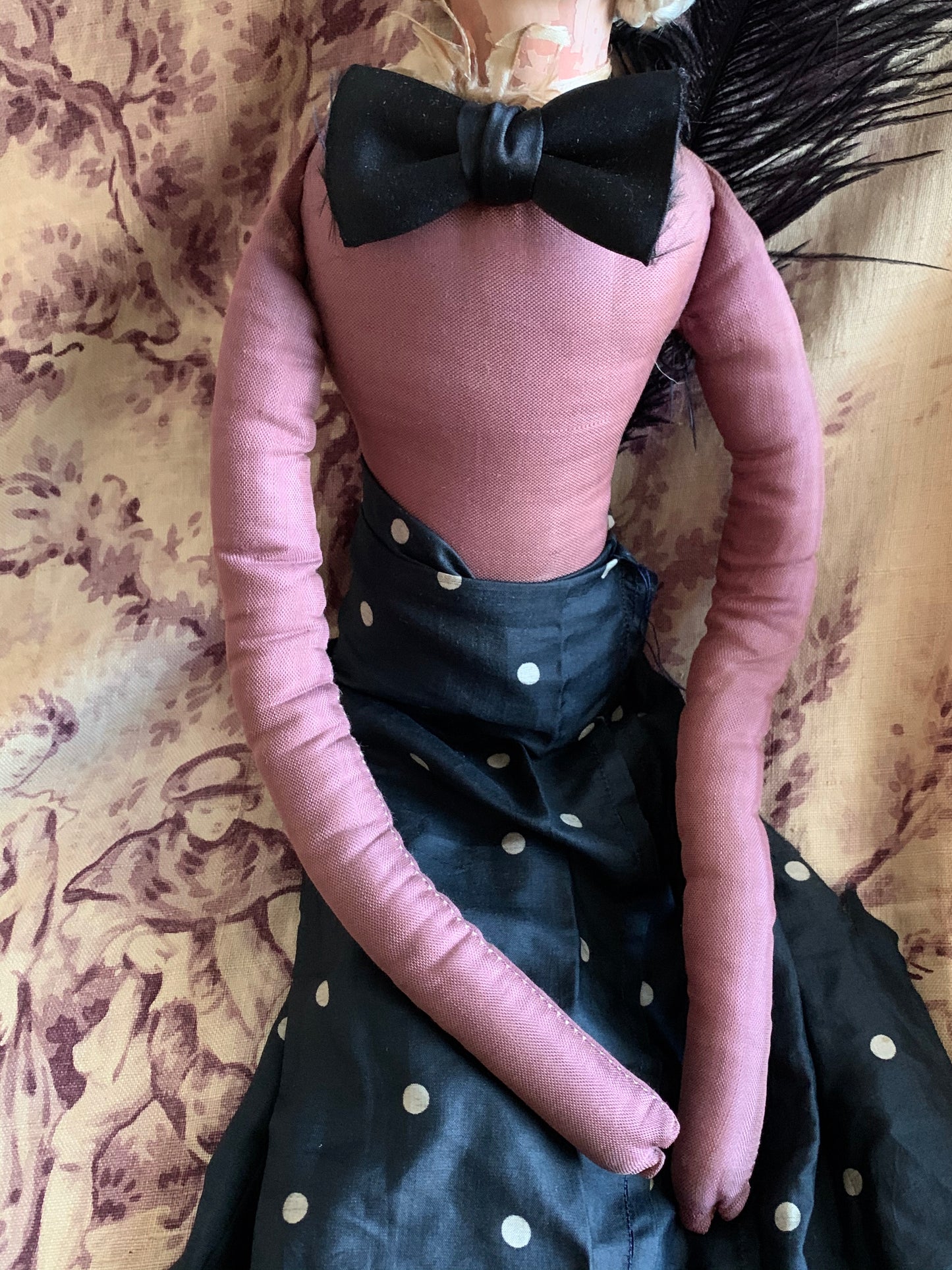 Vintage shabby smoker flapper boudoir doll