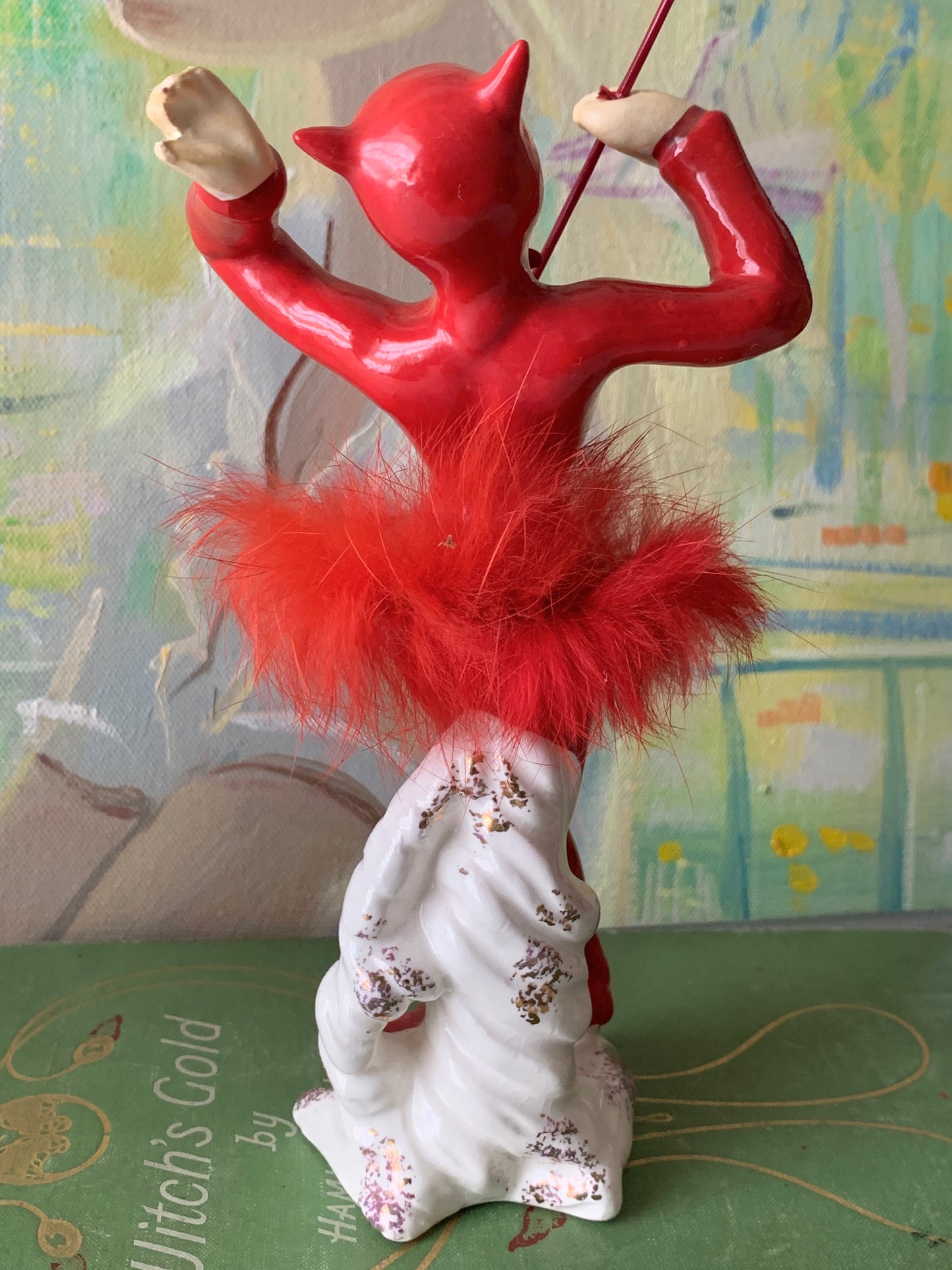 Vintage red devil girl ballerina