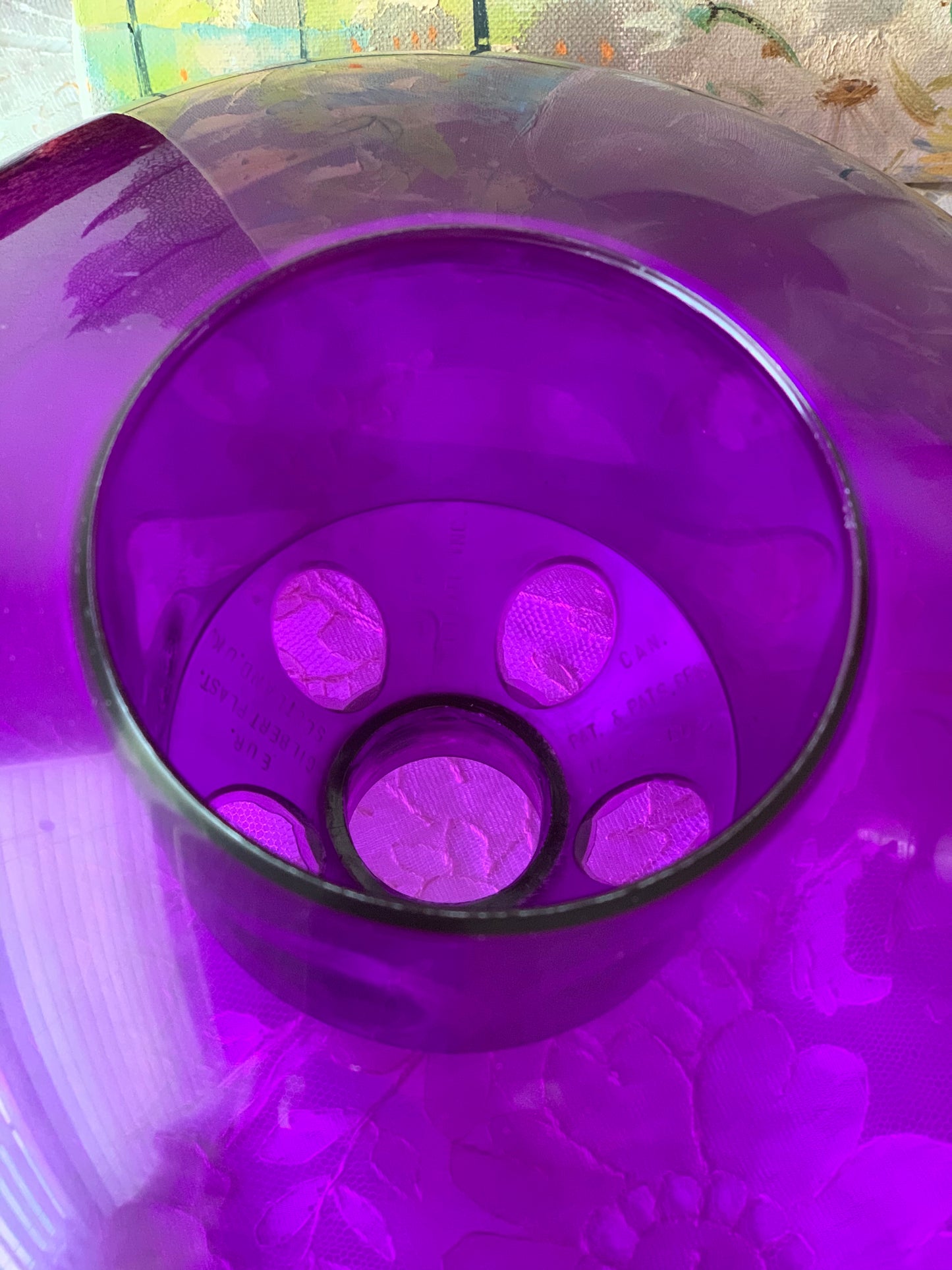 Mid century mushroom lamp Softlite purple white retro atomic table light
