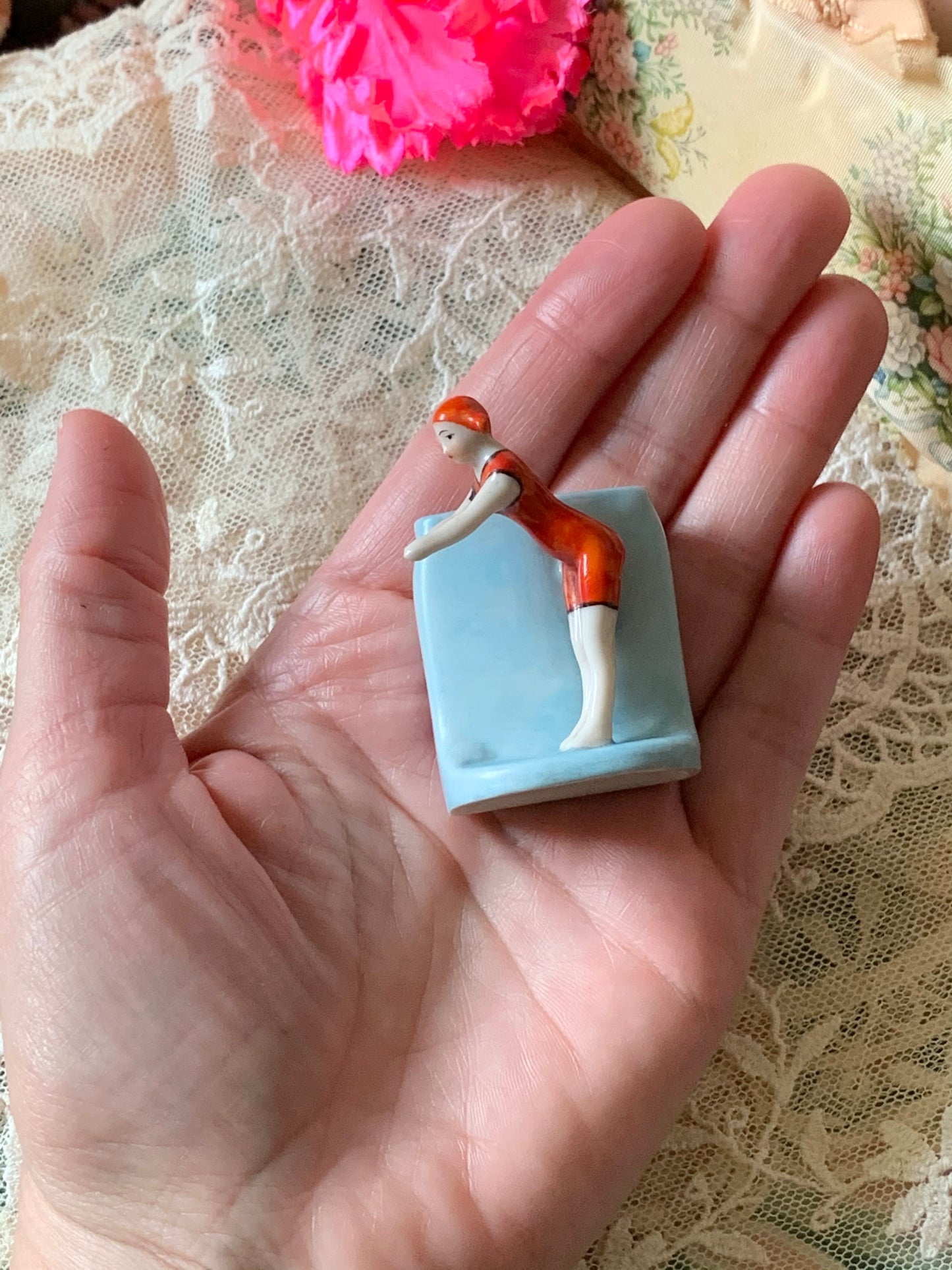 Vintage bathing beauty match holder