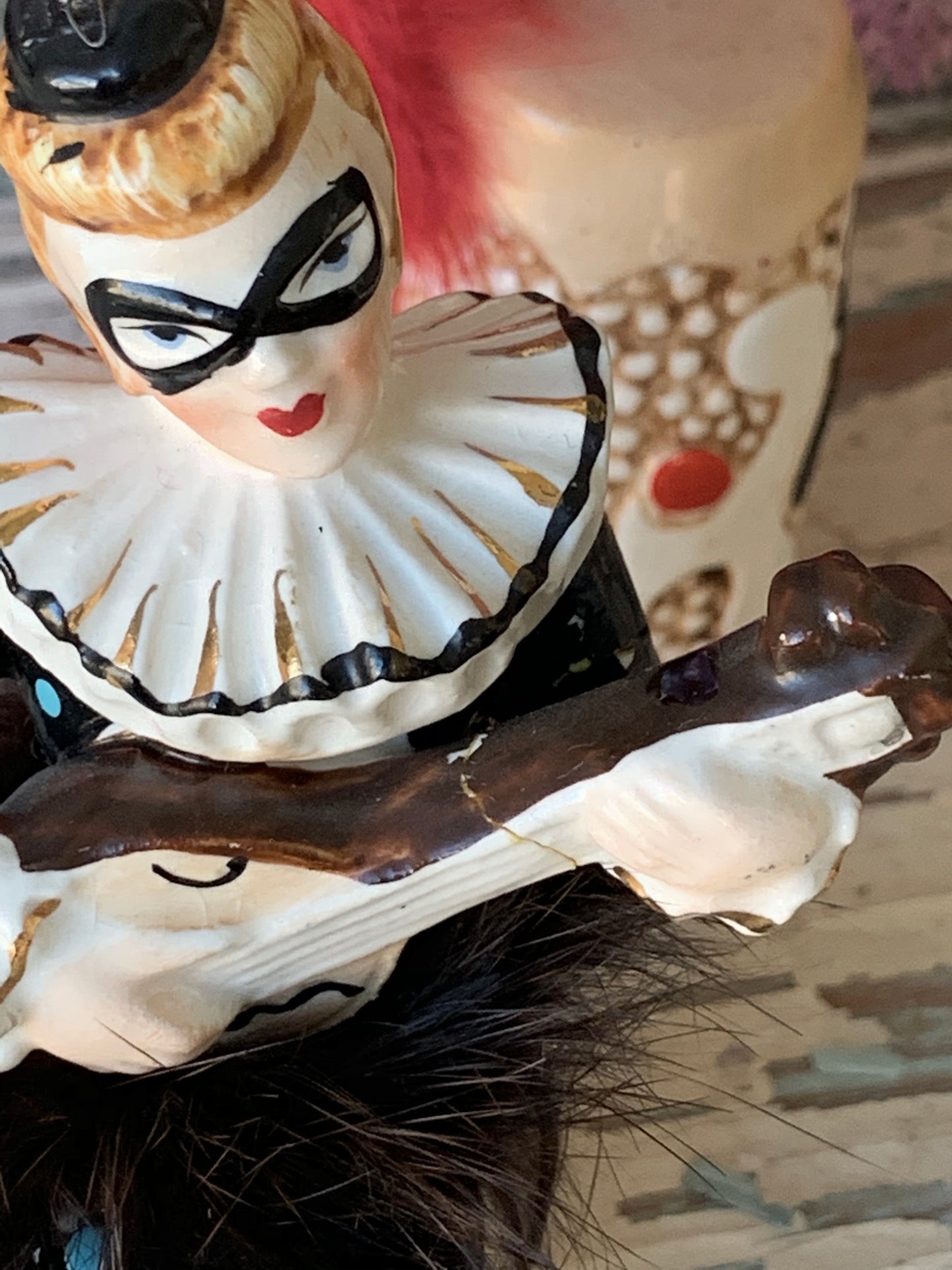 Vintage pair harlequin ballerina figurines