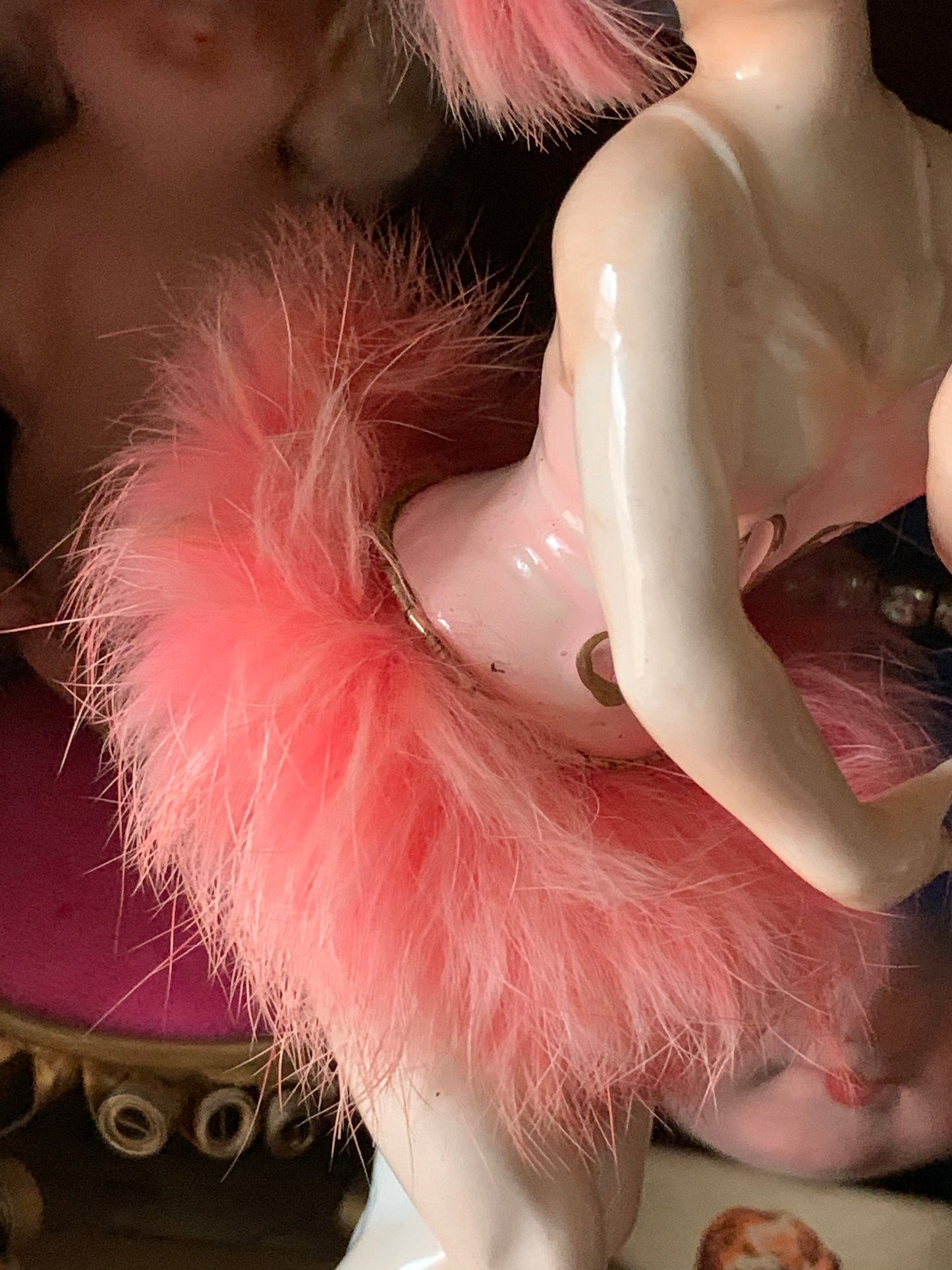 Vintage pink ballerina figurine