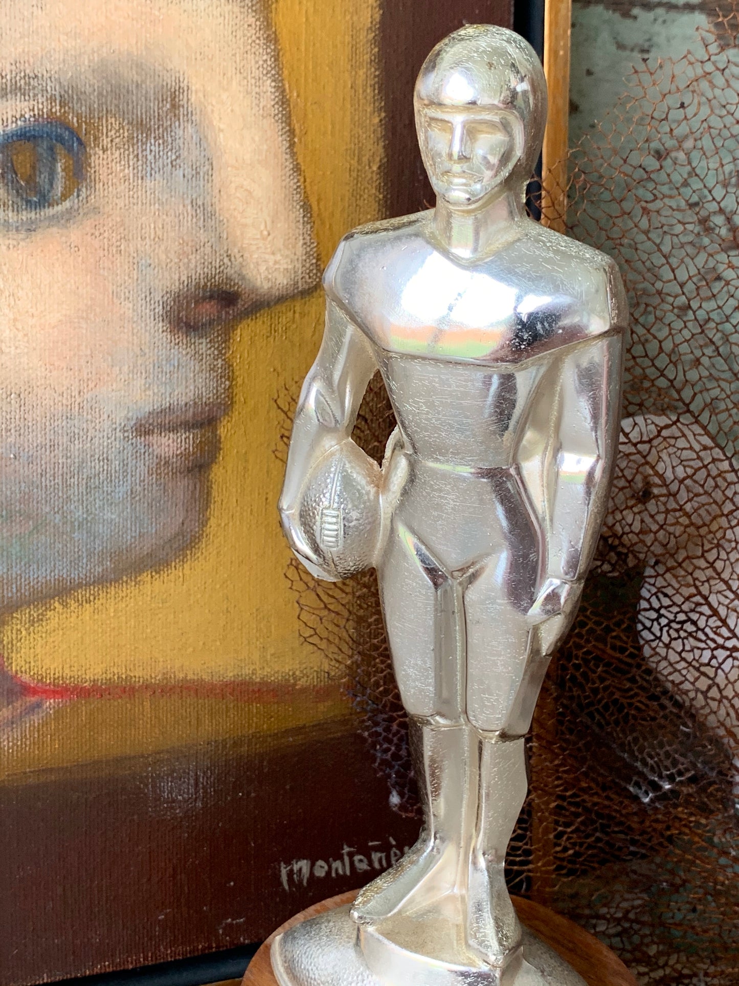 Vintage football player trophy 60s figural award statue