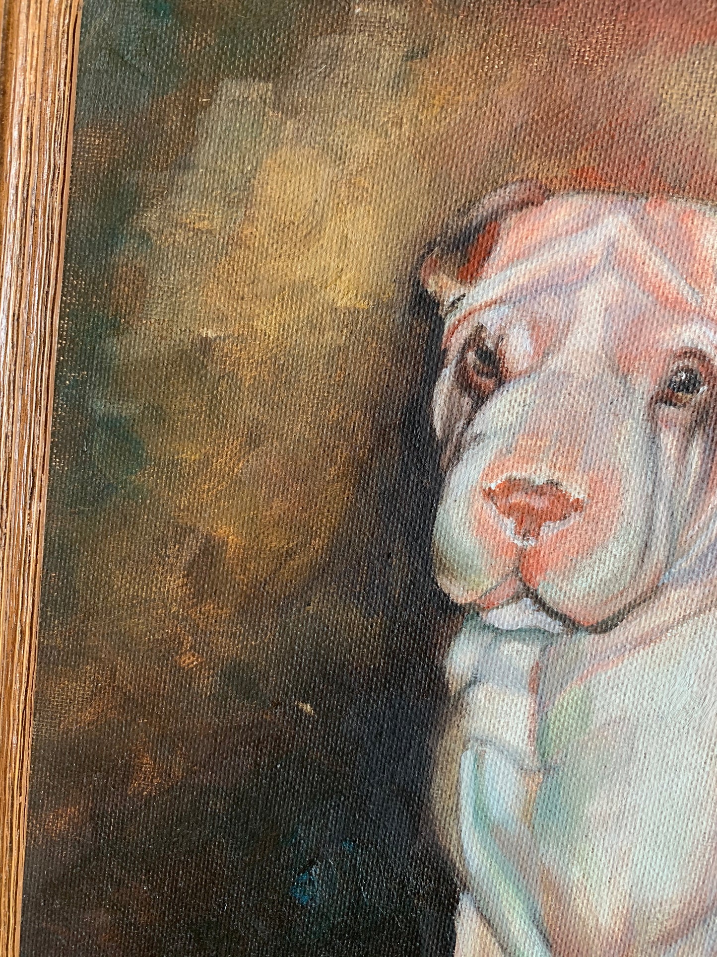 Vintage framed original dog painting