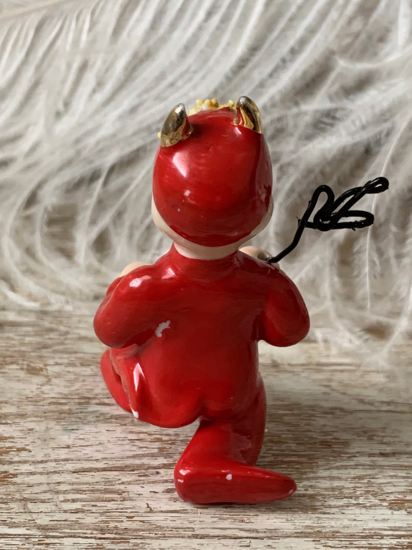 Vintage mini kneeling devil pixie figurine