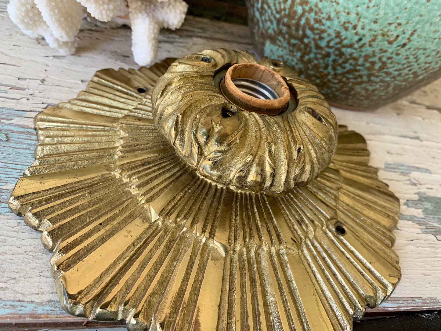 Mid century starburst flush mount ceiling light