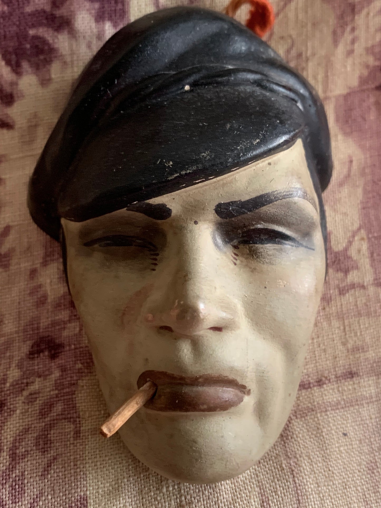 Vintage mini smoker pottery face