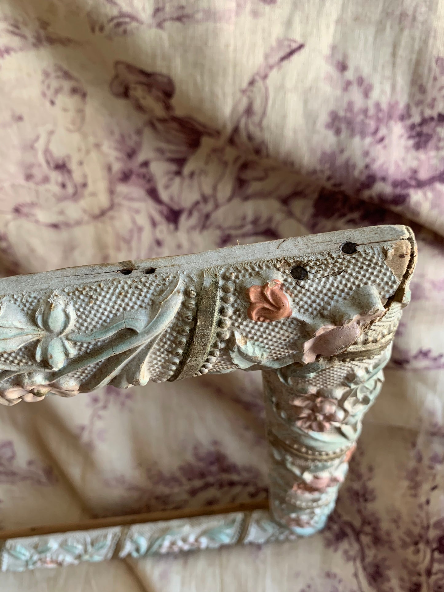 Antique small fancy floral picture frame