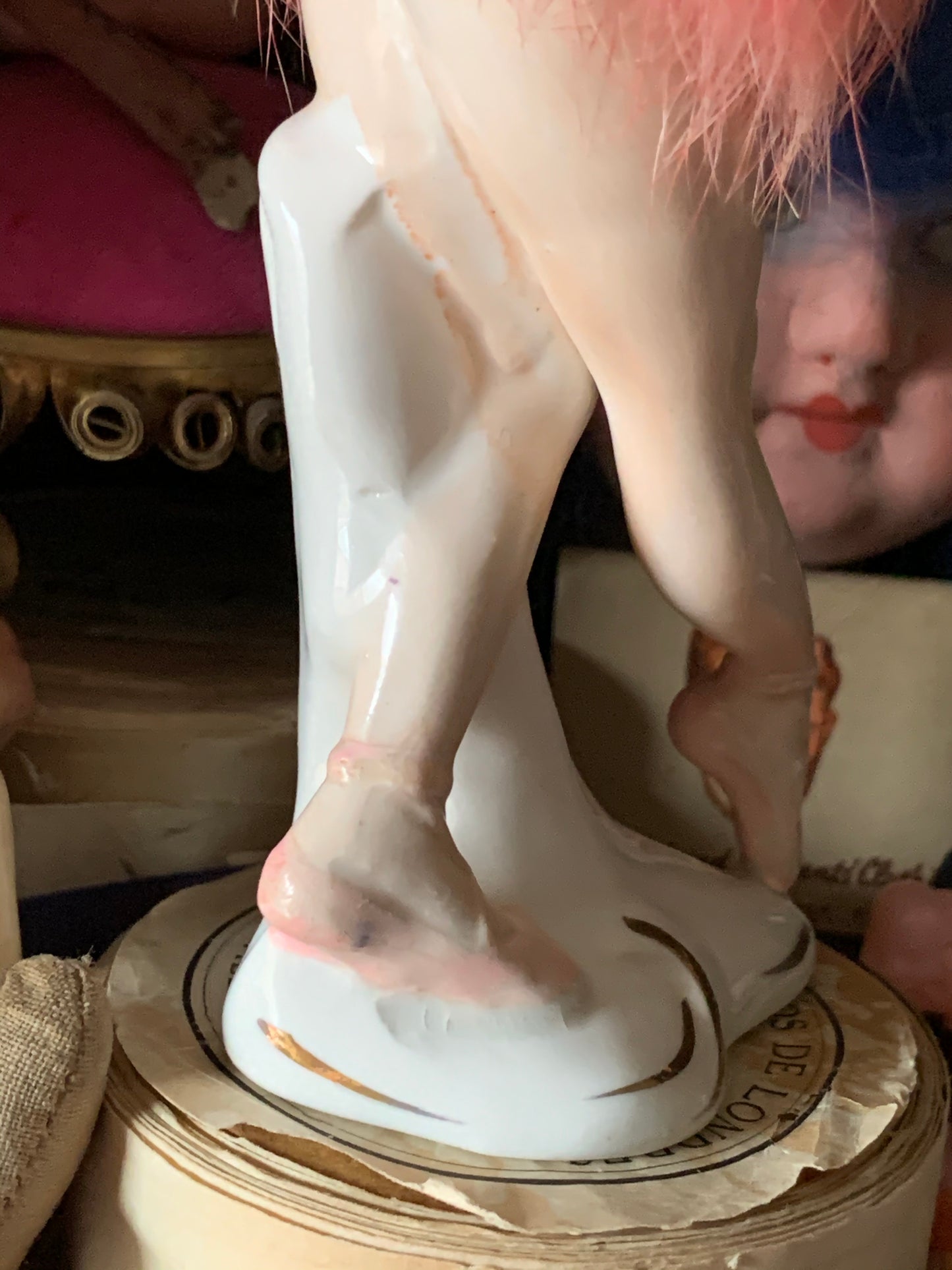 Vintage pink ballerina figurine