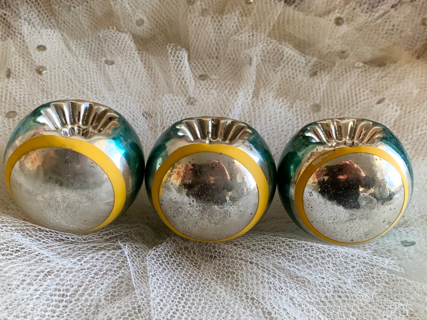 Vintage set Shiny Brite indent ornaments