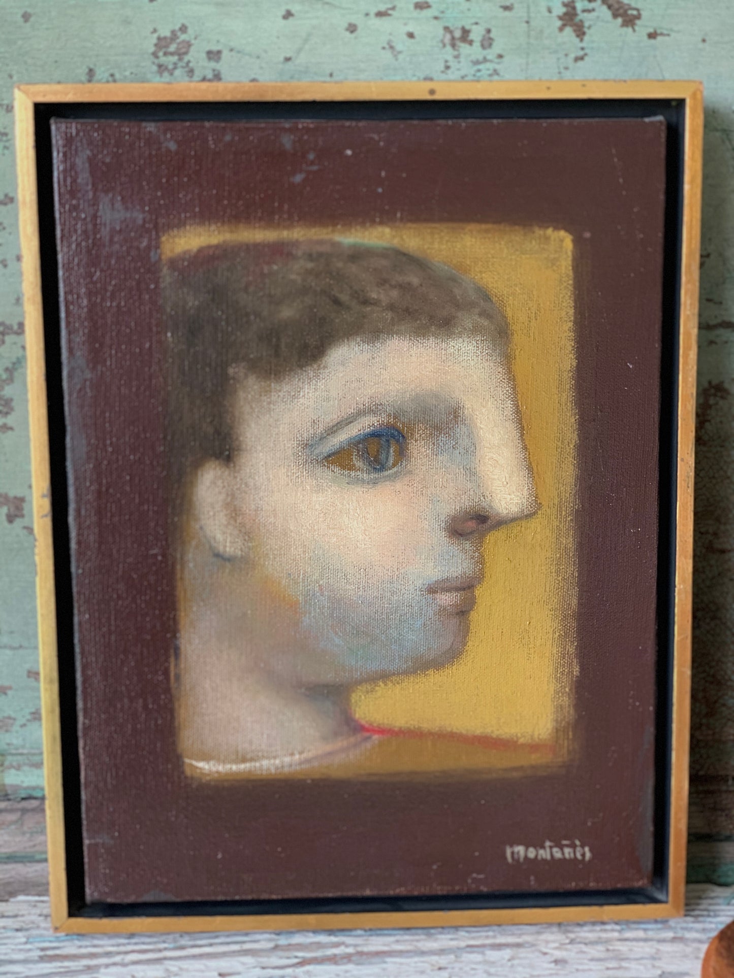 Vintage original Jose Montanes painting signed male portrait