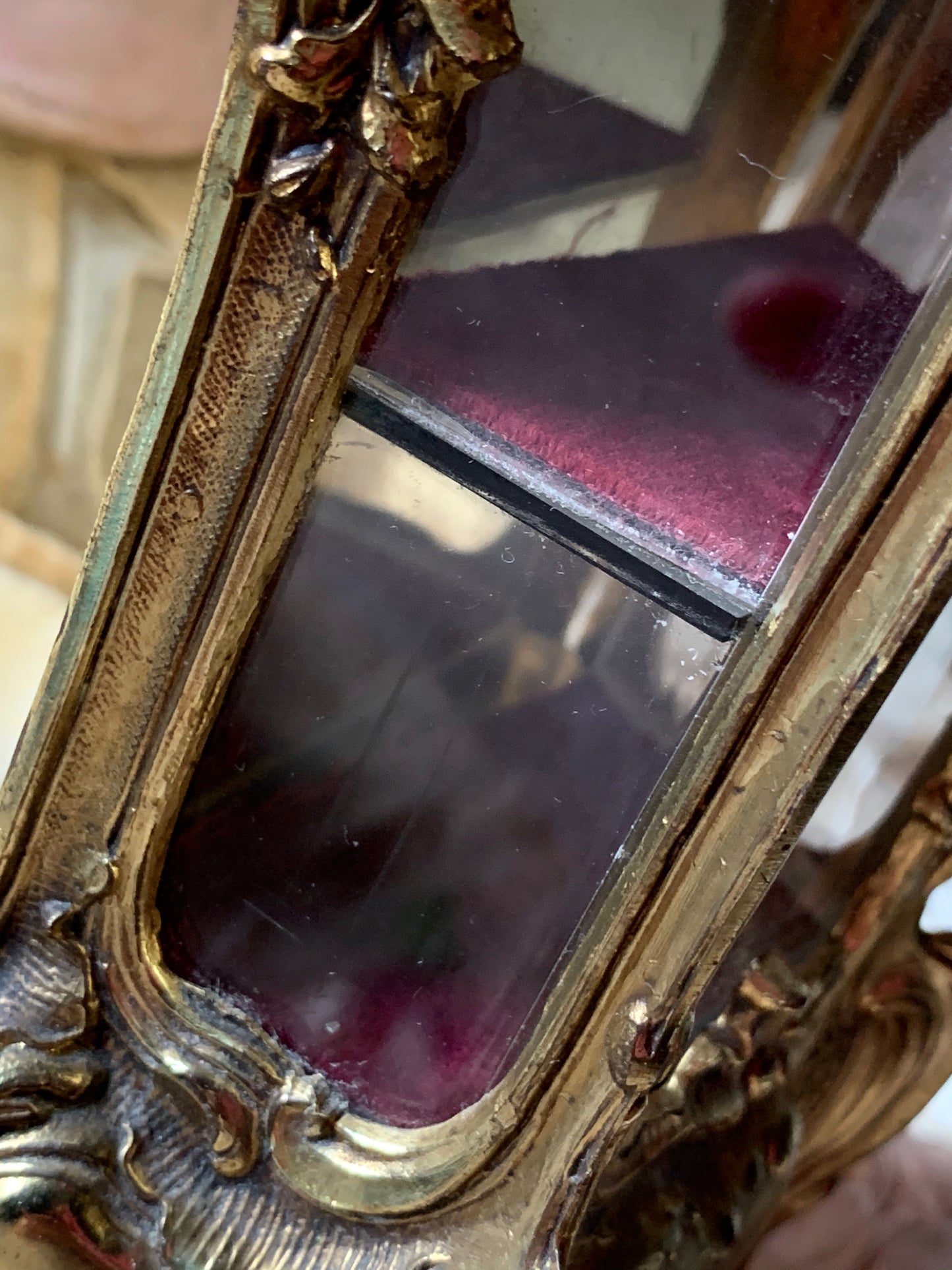 Vintage miniature fancy French style vitrine cabinet