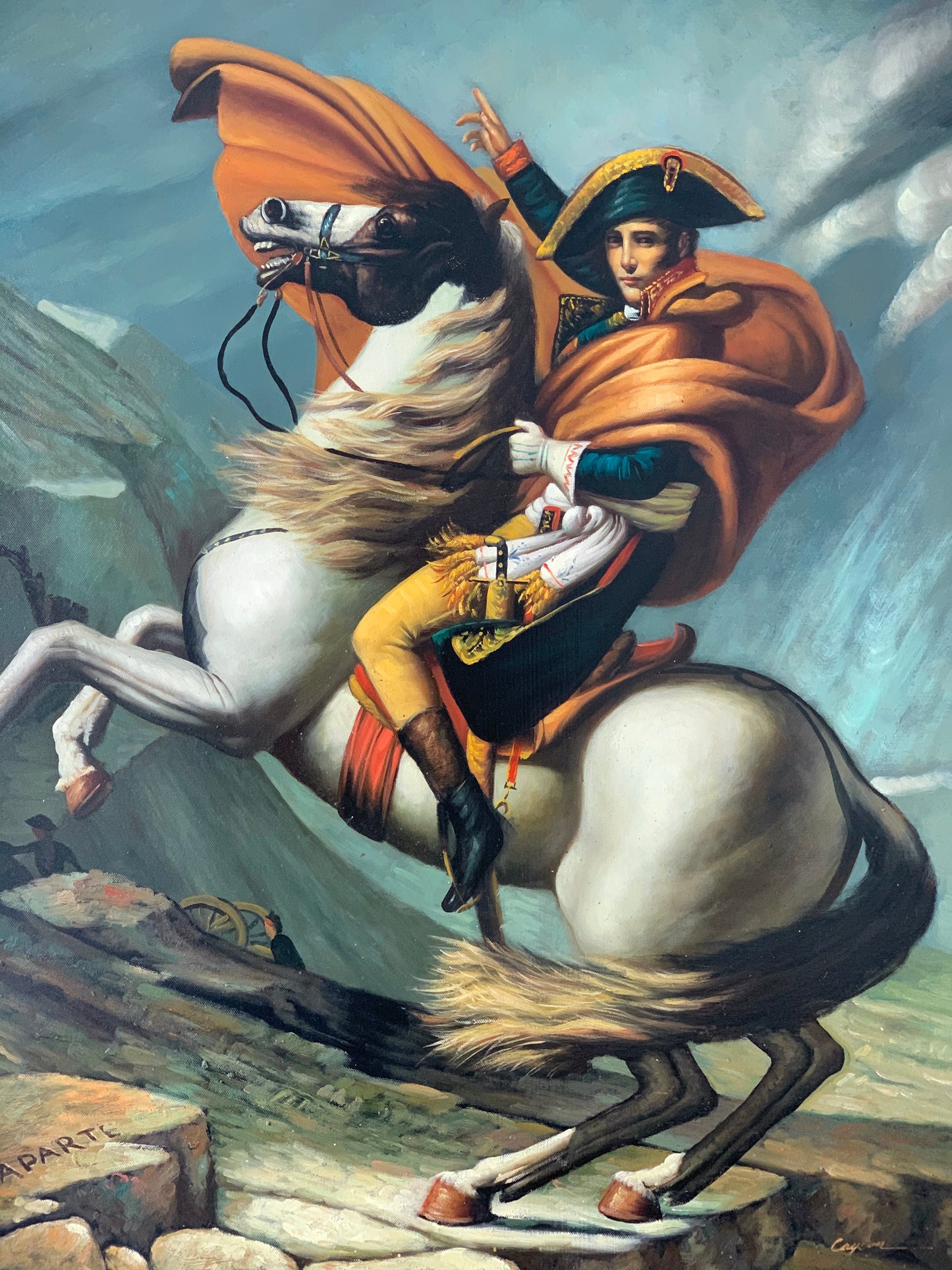 Vintage large original Napoleon reproduction painting