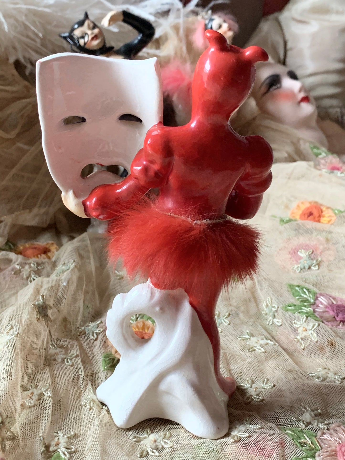 Vintage devil ballerina boy with mask