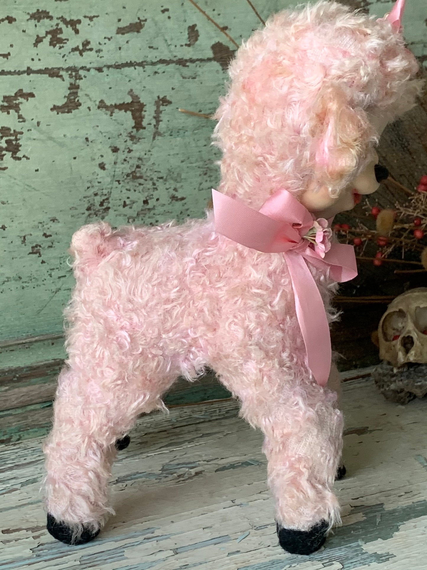 Vintage small Rushton pink lamb